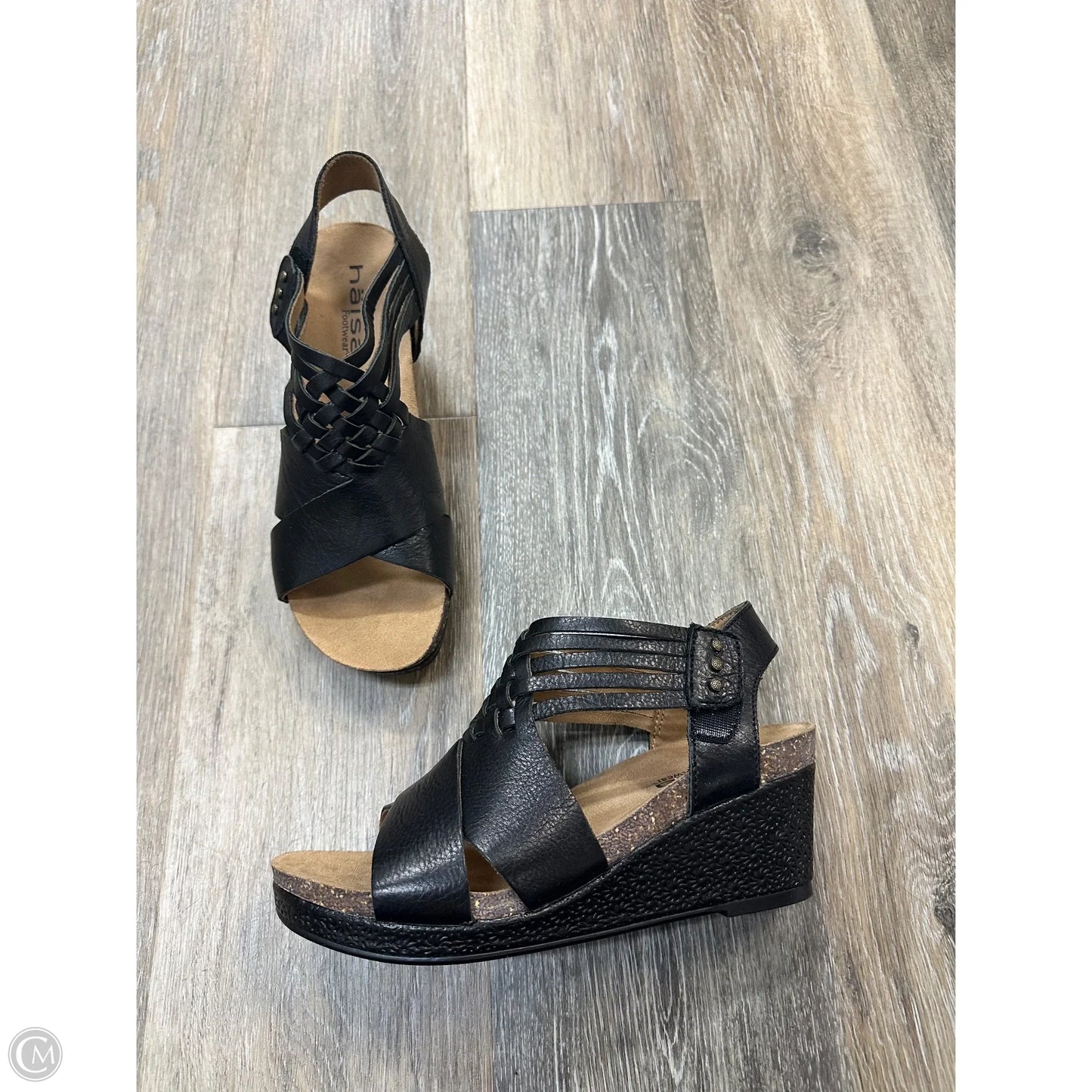 Sandals Heels Wedge By Halsa In Black, Size: 7