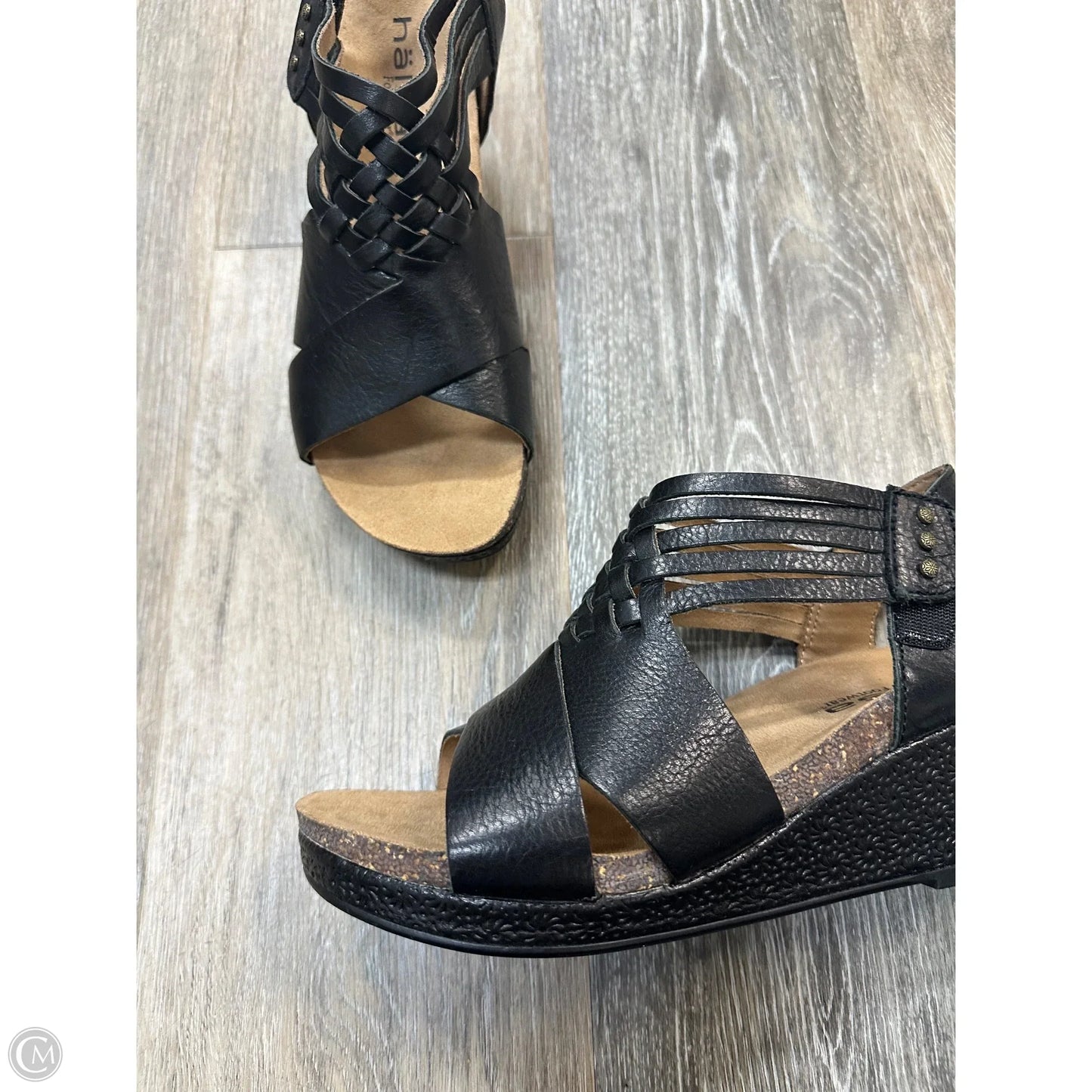 Sandals Heels Wedge By Halsa In Black, Size: 7