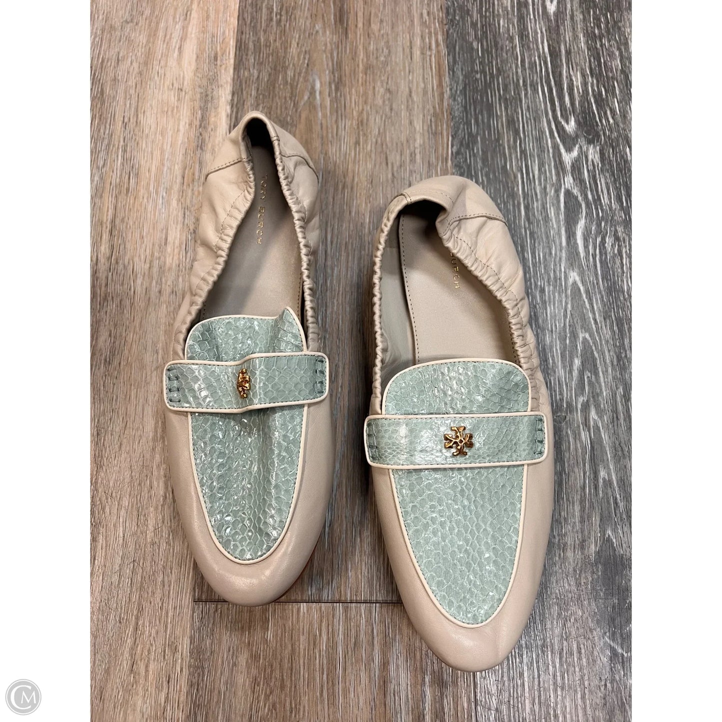 Shoes Designer By Tory Burch In Blue & Cream, Size: 9.5