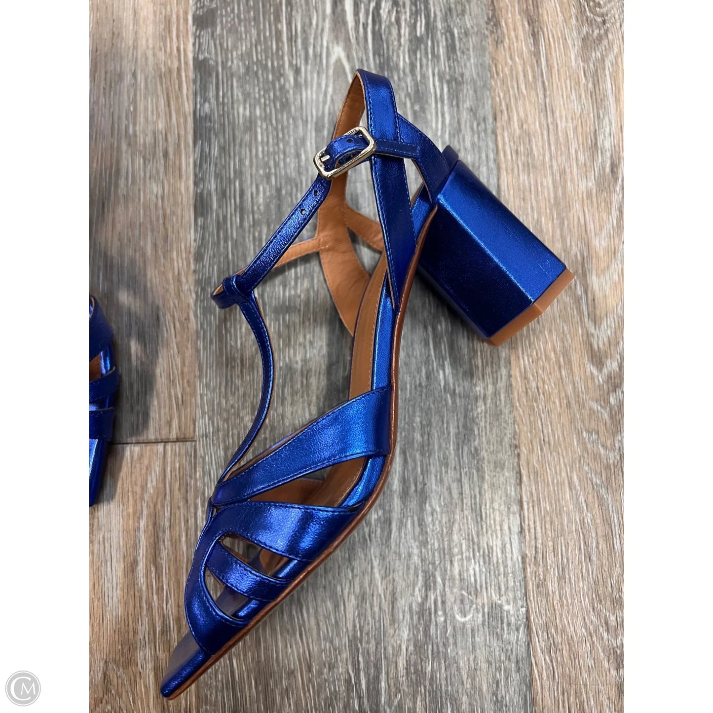 Sandals Heels Block By GORDANA In Blue, Size: 8