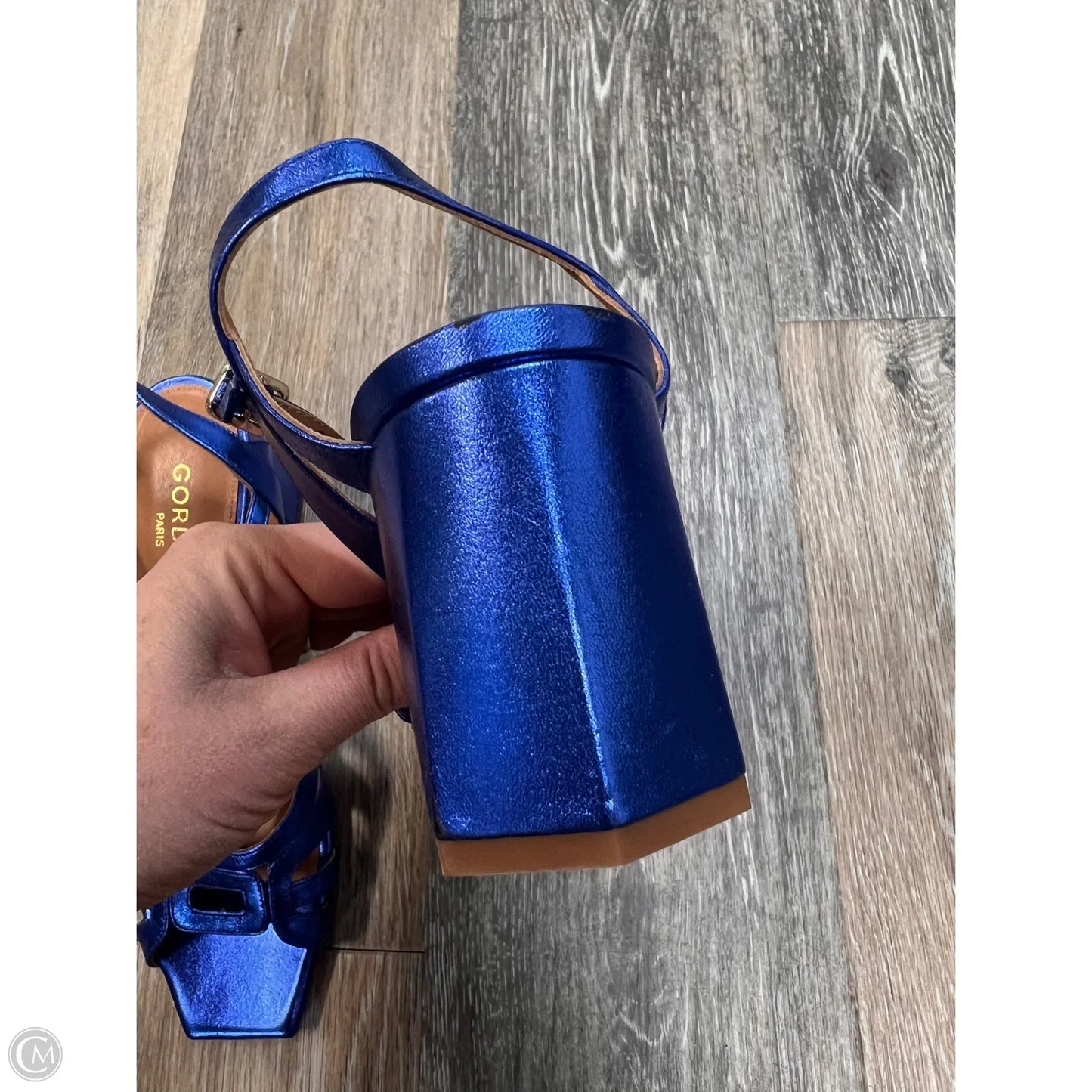 Sandals Heels Block By GORDANA In Blue, Size: 8