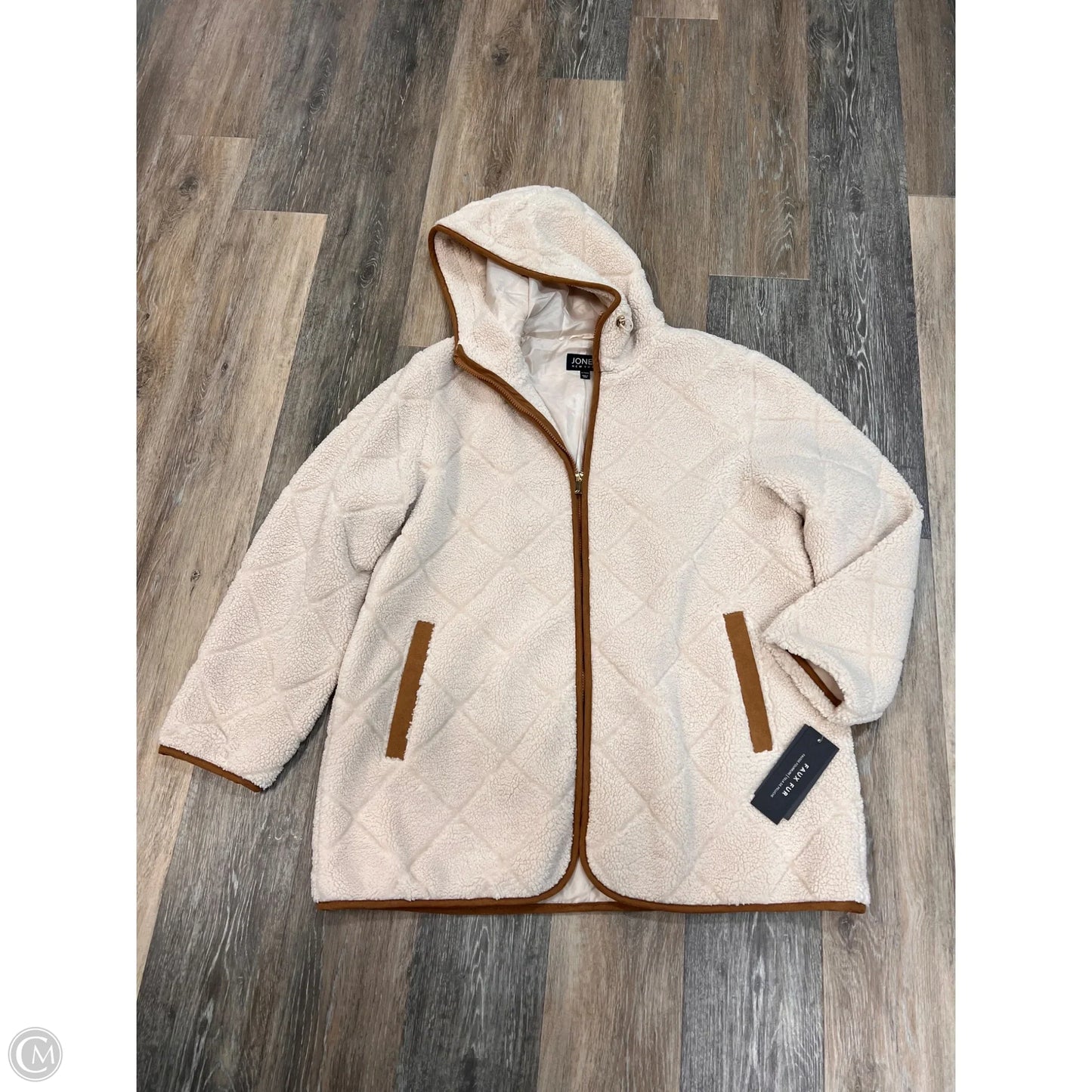 -Jacket Faux Fur & Sherpa By Jones New York In Cream, Size: Xl
