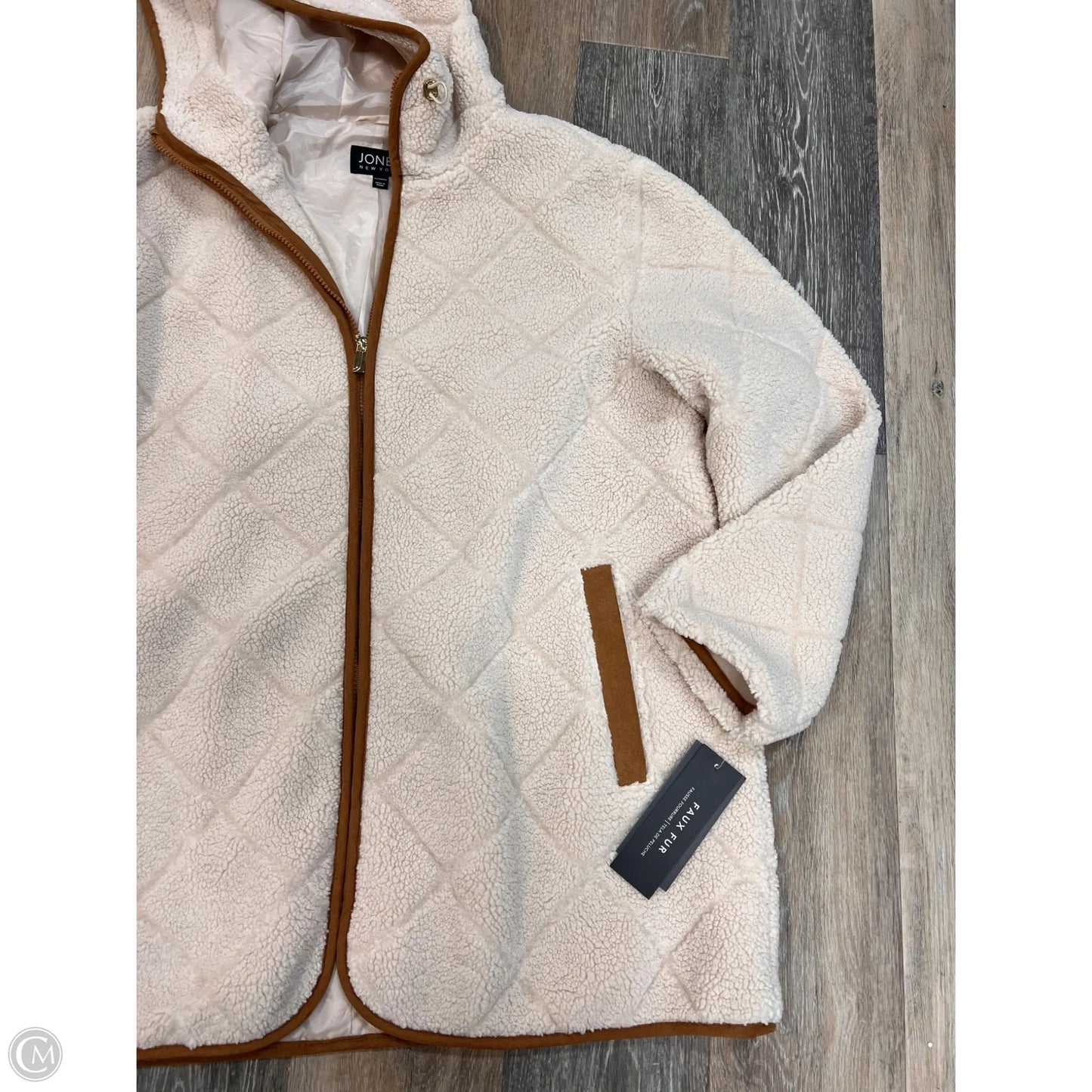 -Jacket Faux Fur & Sherpa By Jones New York In Cream, Size: Xl