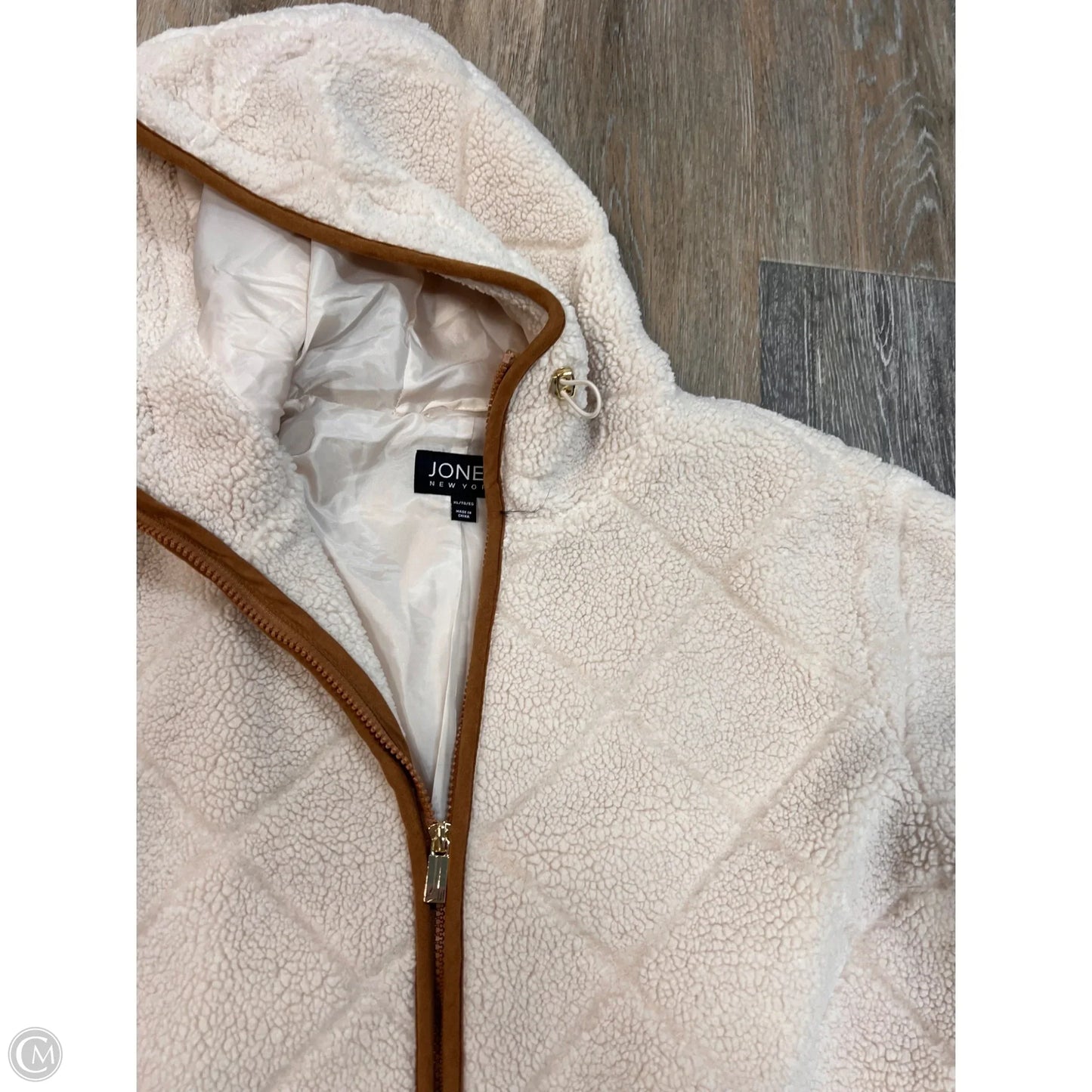 -Jacket Faux Fur & Sherpa By Jones New York In Cream, Size: Xl