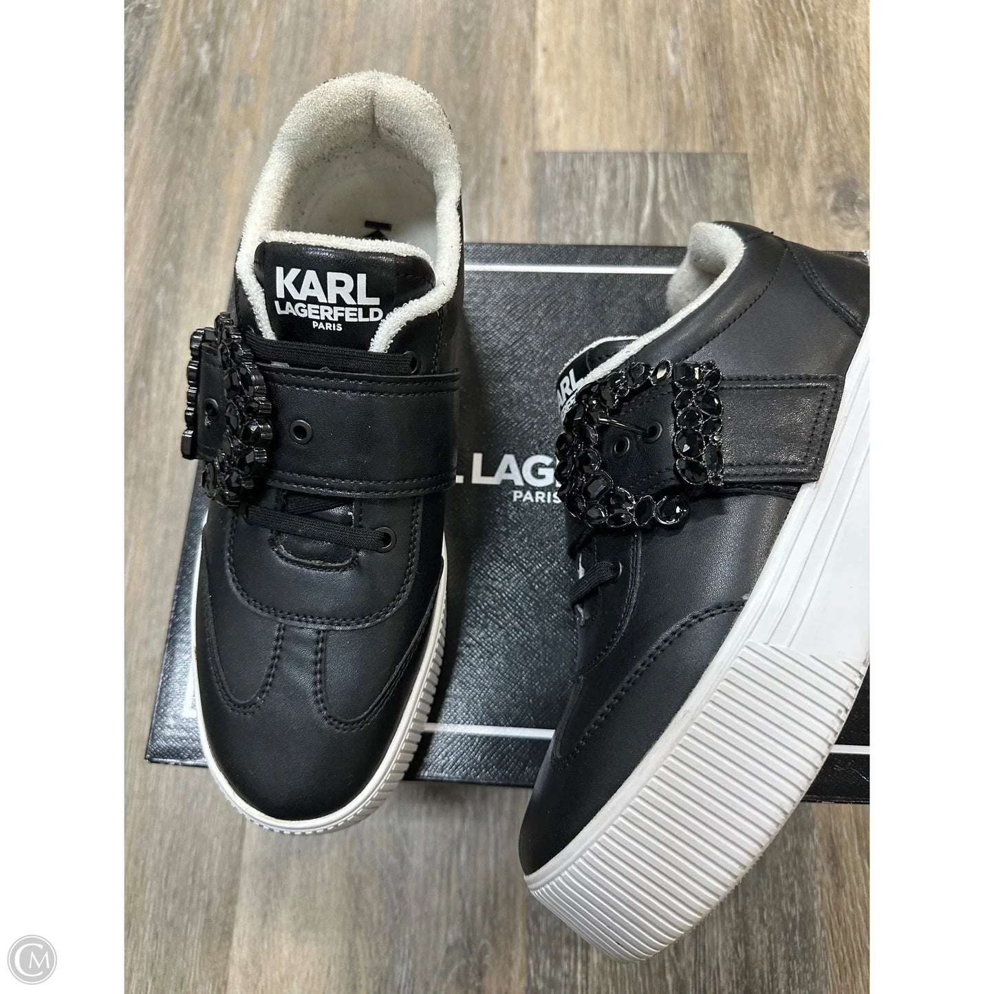 Shoes Designer By Karl Lagerfeld In Black, Size: 9