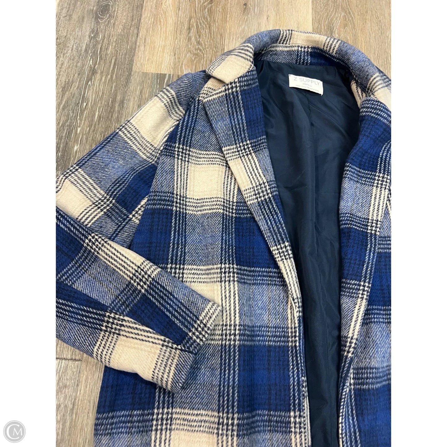 -Coat Peacoat By Z Supply In Blue & Cream, Size: Xs