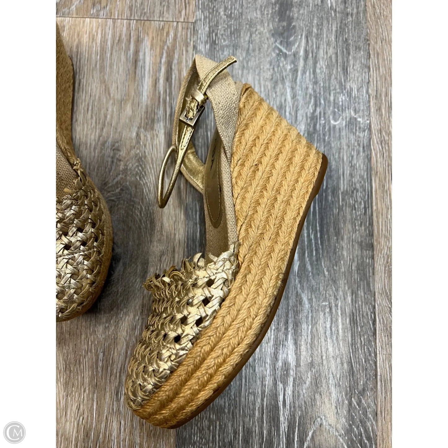 Shoes Luxury Designer By Prada In Gold, Size: 6