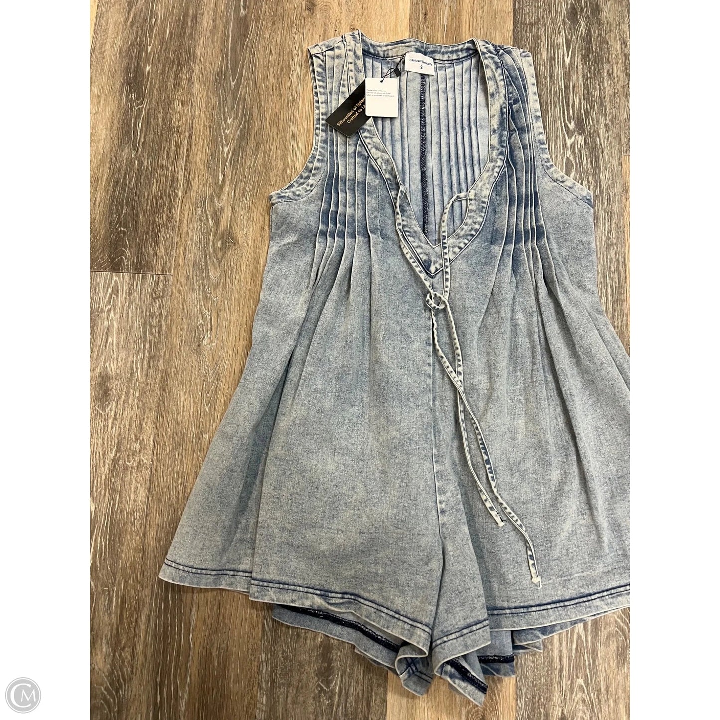 Romper By Natural Fiber Quality In Blue Denim, Size: S