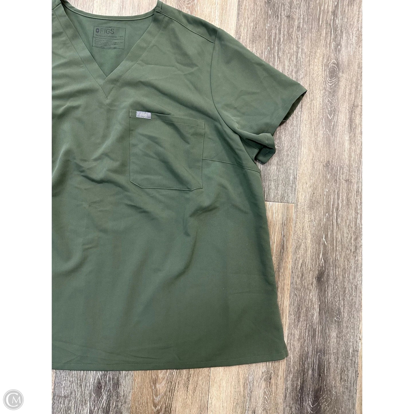 Athletic Top Short Sleeve By Figs In Green, Size: 4XL
