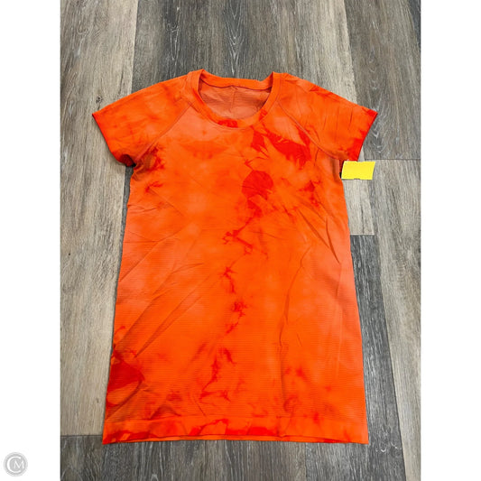 Athletic Top Short Sleeve By Lululemon In Orange, Size: 8