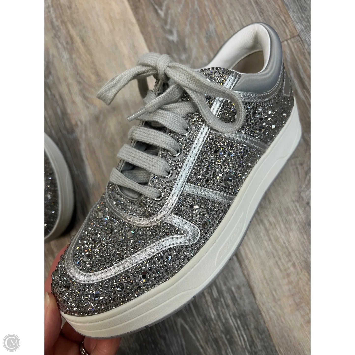 Shoes Luxury Designer By Jimmy Choo In Silver, Size: 6 (36)