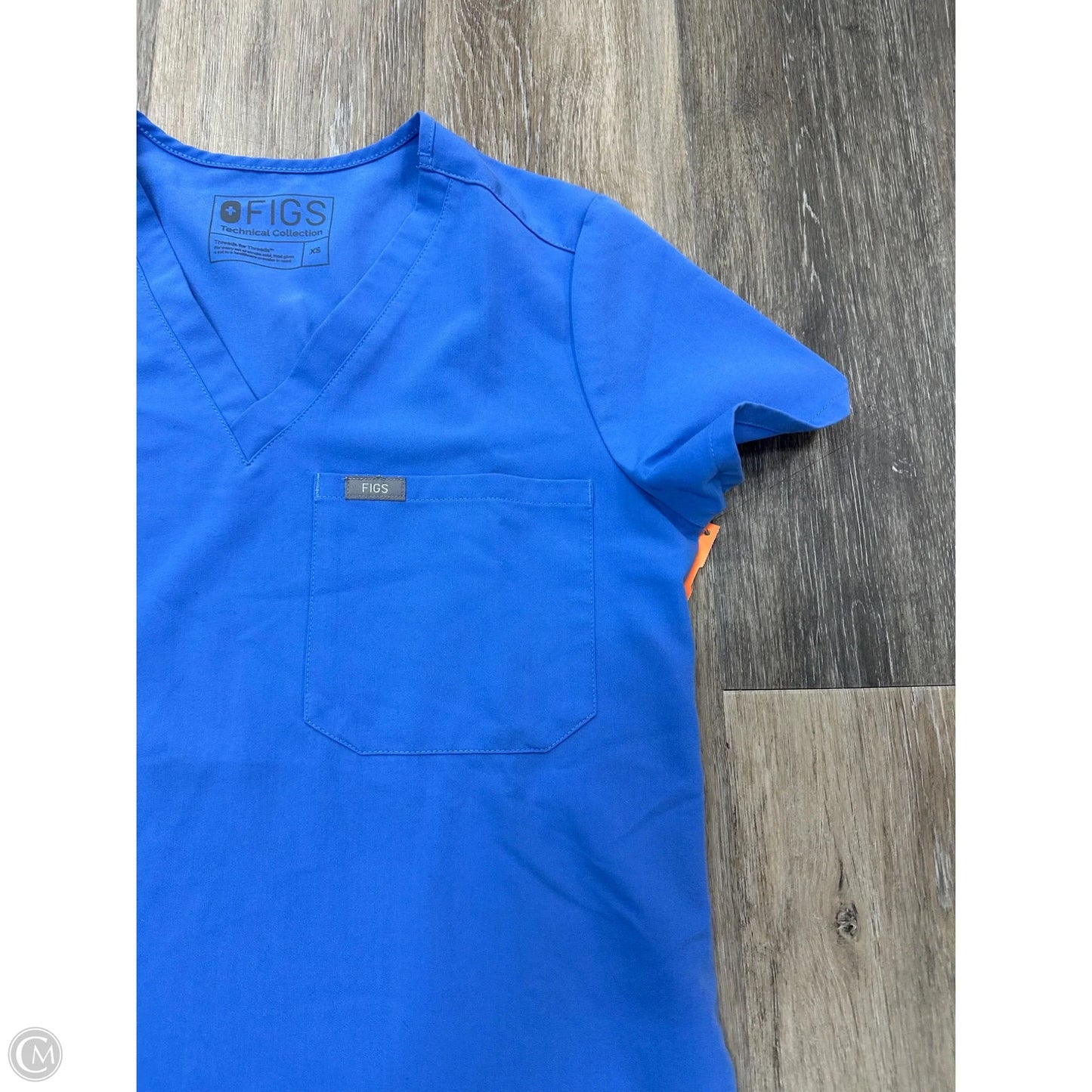 Scrub Top Short Sleeve By Figs In Blue, Size: Xs