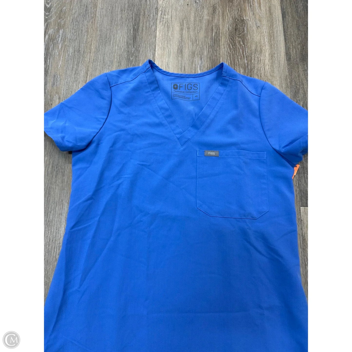 Scrub Top Short Sleeve By Figs In Blue, Size: Xs
