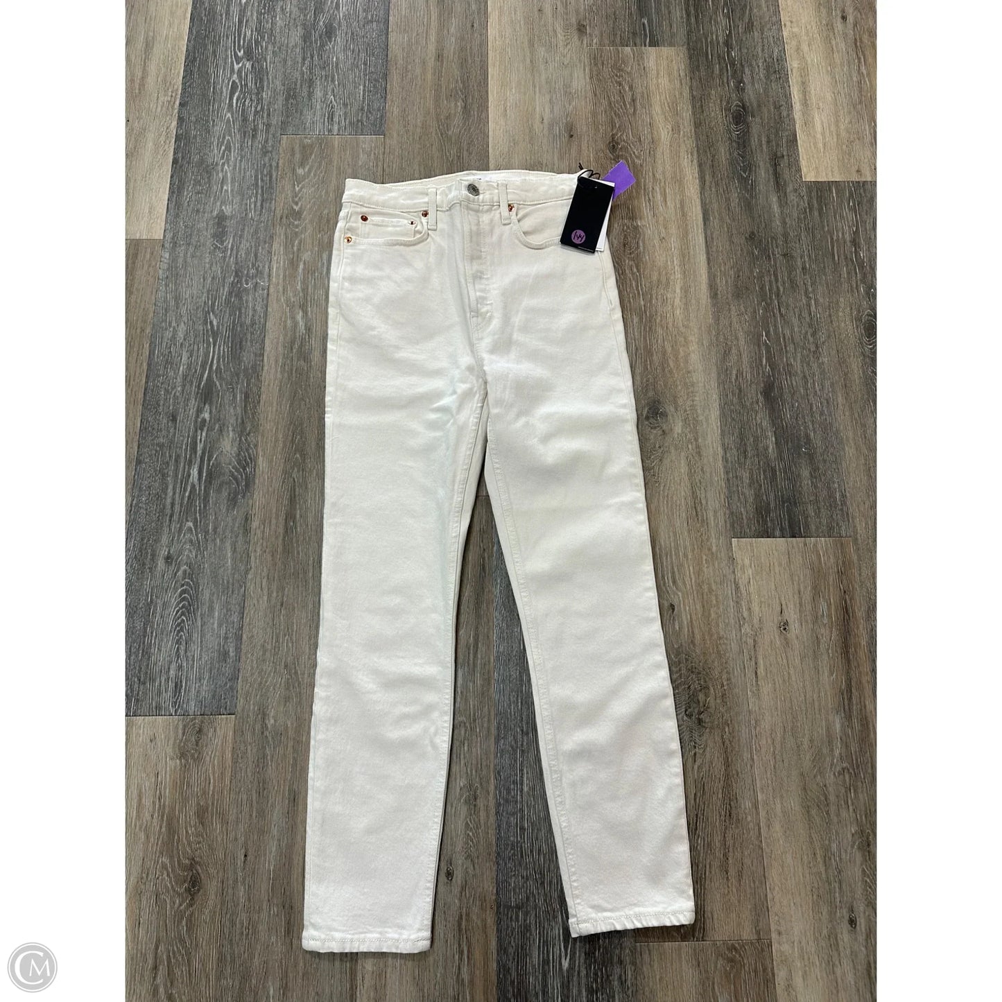 Jeans Straight By RE/DONE In Cream Denim, Size: 6