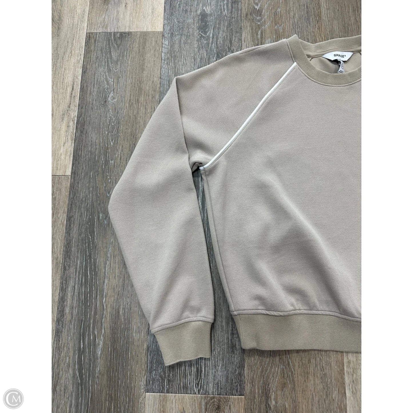 -Athletic Top Long Sleeve Crewneck By Spanx In Beige, Size: S