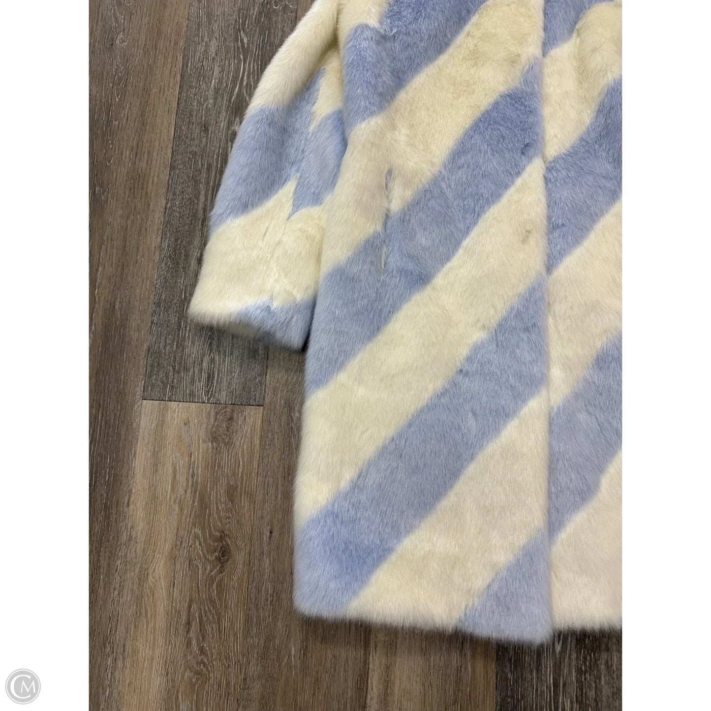 Coat Faux Fur & Sherpa By Maeve In Blue & Cream, Size: S