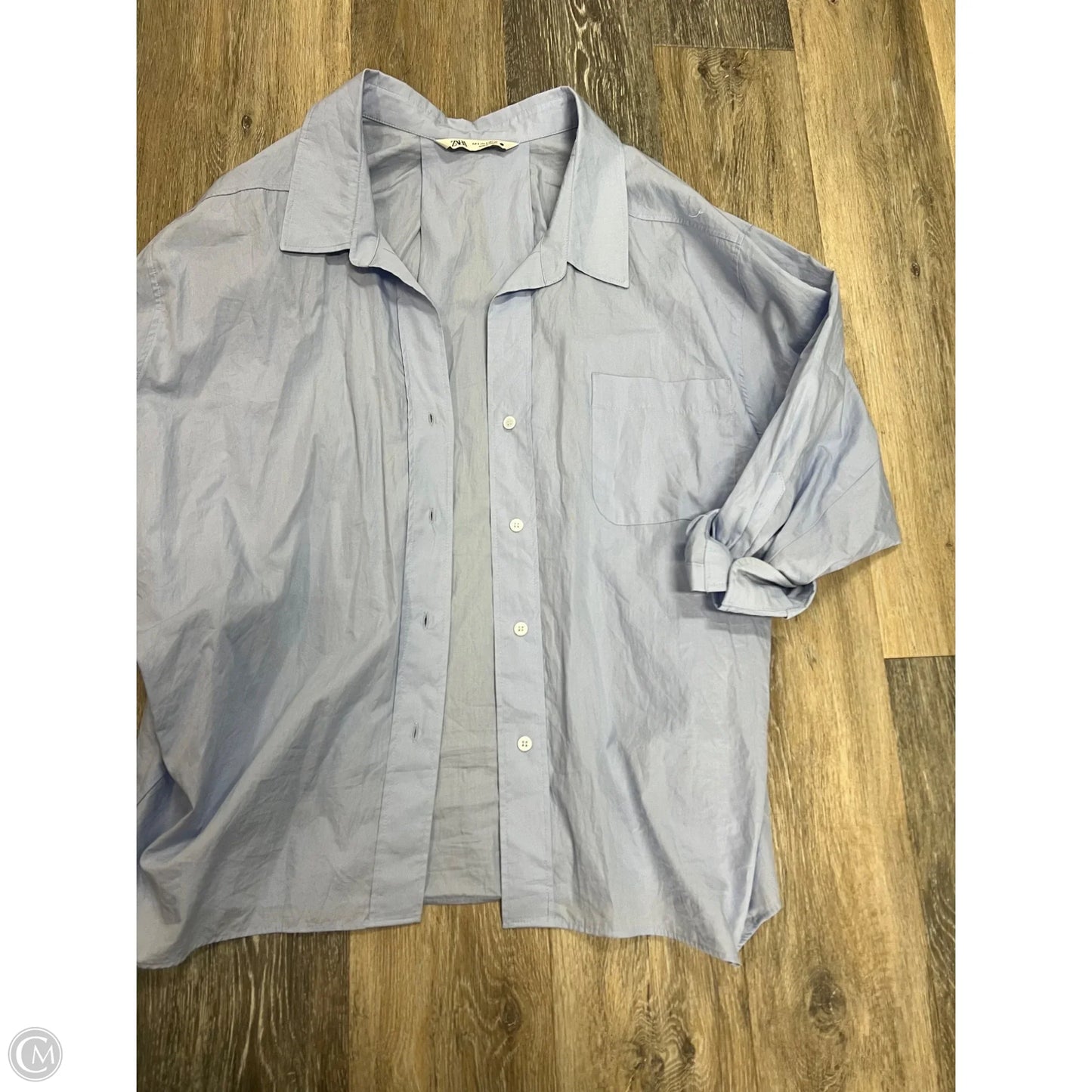 Blouse Long Sleeve By Zara In Blue, Size: S