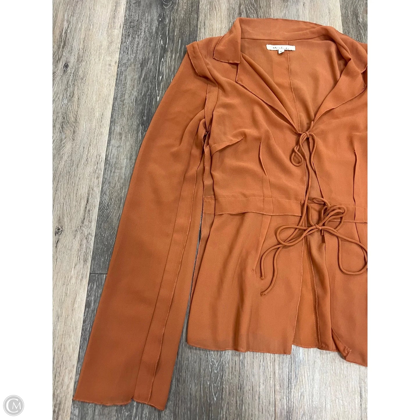 Blouse Long Sleeve By Et Clet In Orange, Size: M