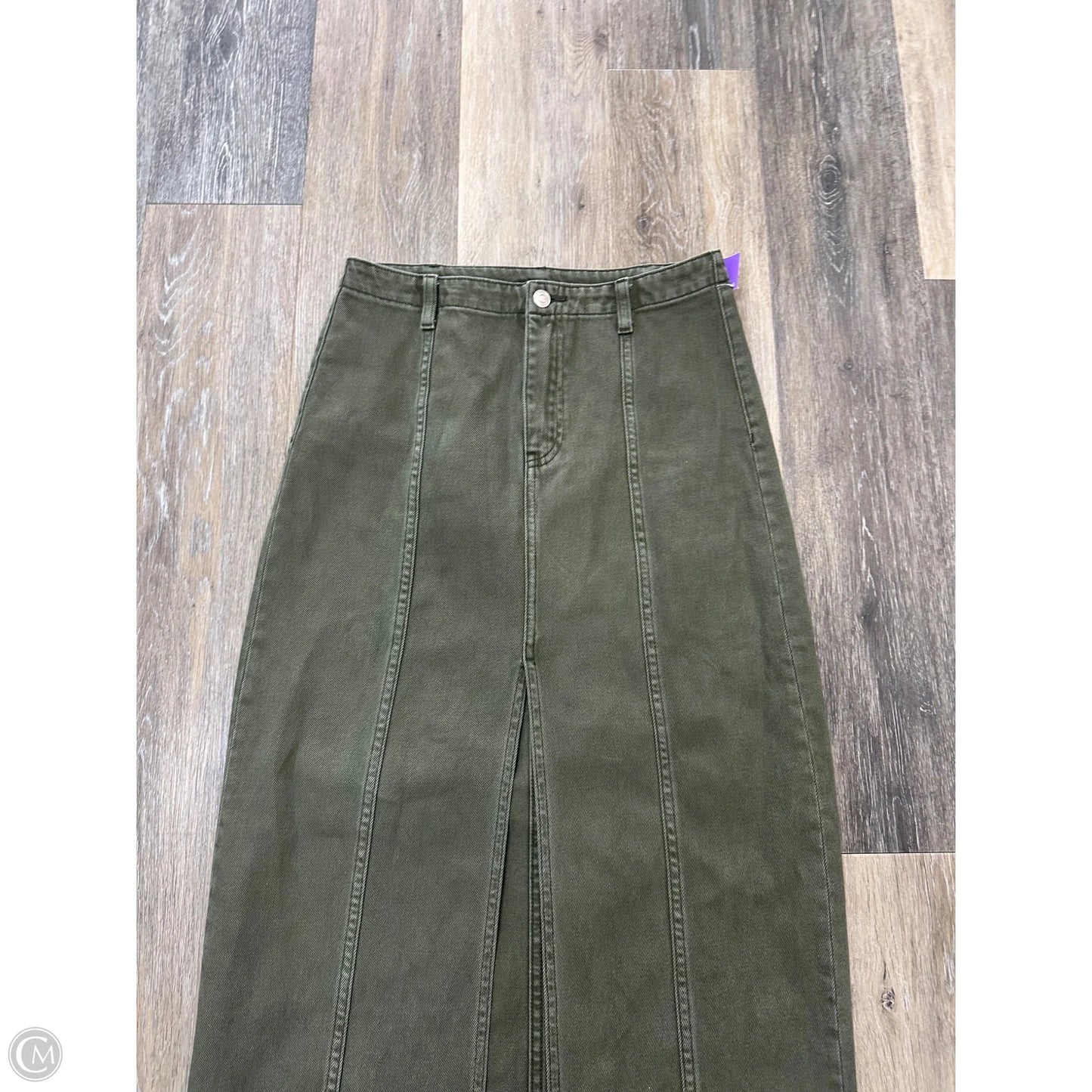 Skirt Midi By Miou Muse In Green Denim, Size: M