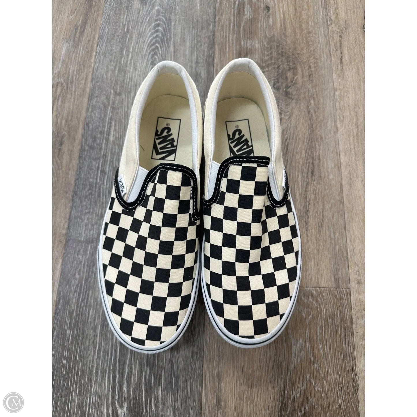 Shoes Flats By Vans In Black & Cream, Size: 8