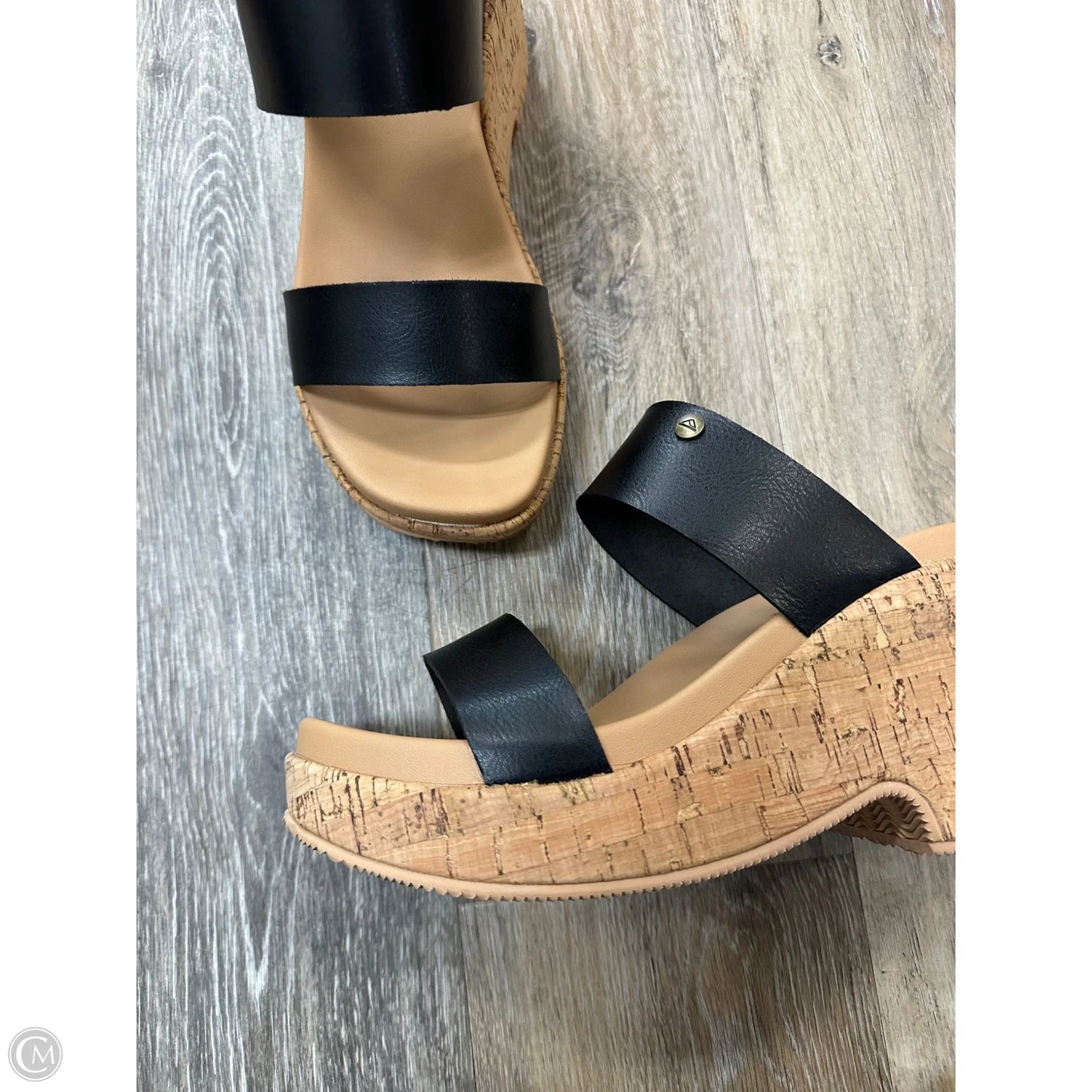 Sandals Heels Wedge By Reef In Black & Brown, Size: 9