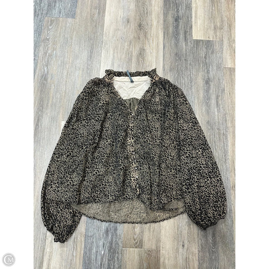 Blouse Long Sleeve By Anthropologie In Animal Print, Size: L