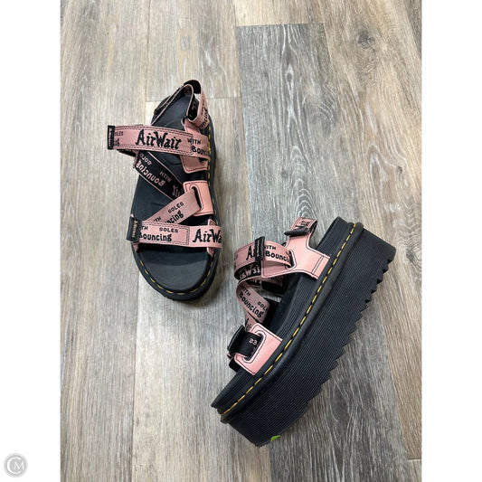 -Sandals Designer By Dr Martens In Black & Pink, Size: 8