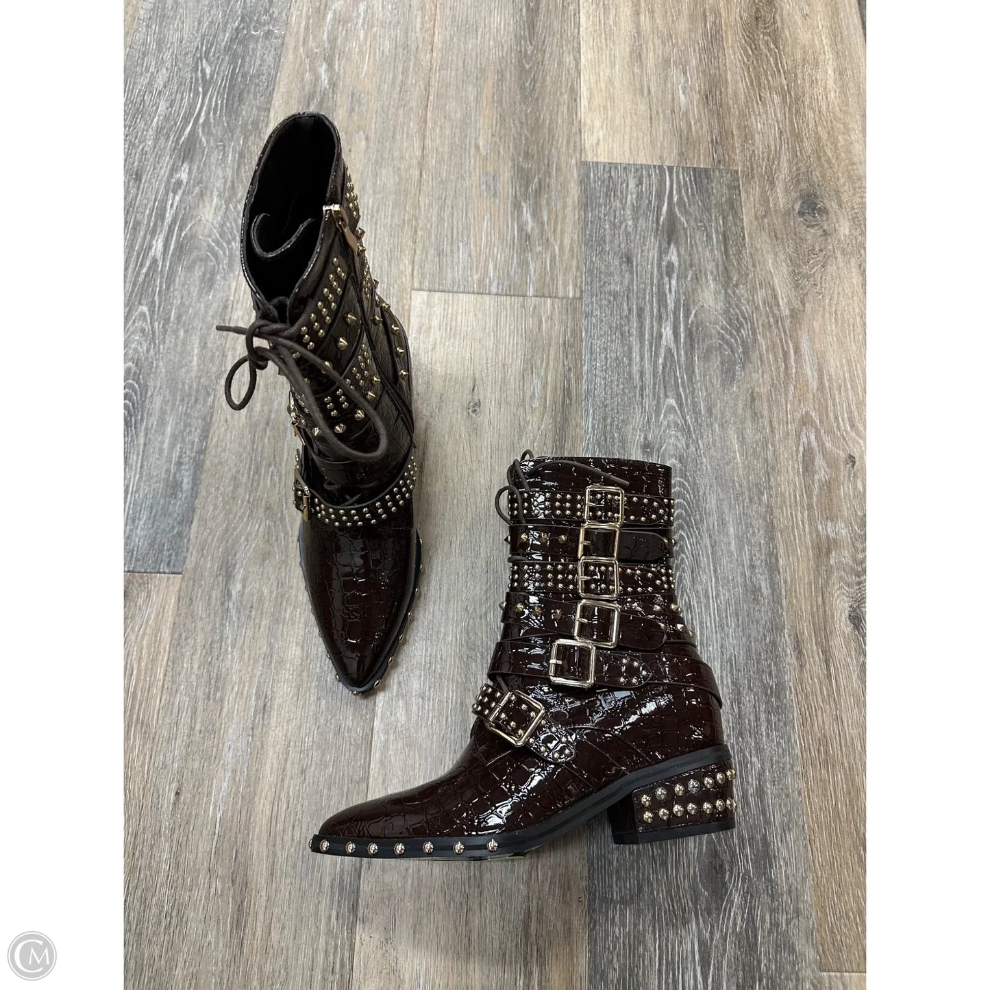 Boots Ankle Heels By Azalea Wang In Maroon, Size: 8