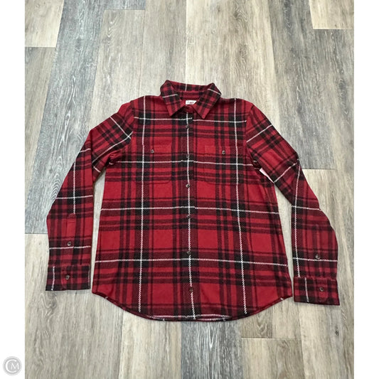Blouse Long Sleeve By Faherty In Plaid Pattern, Size: M