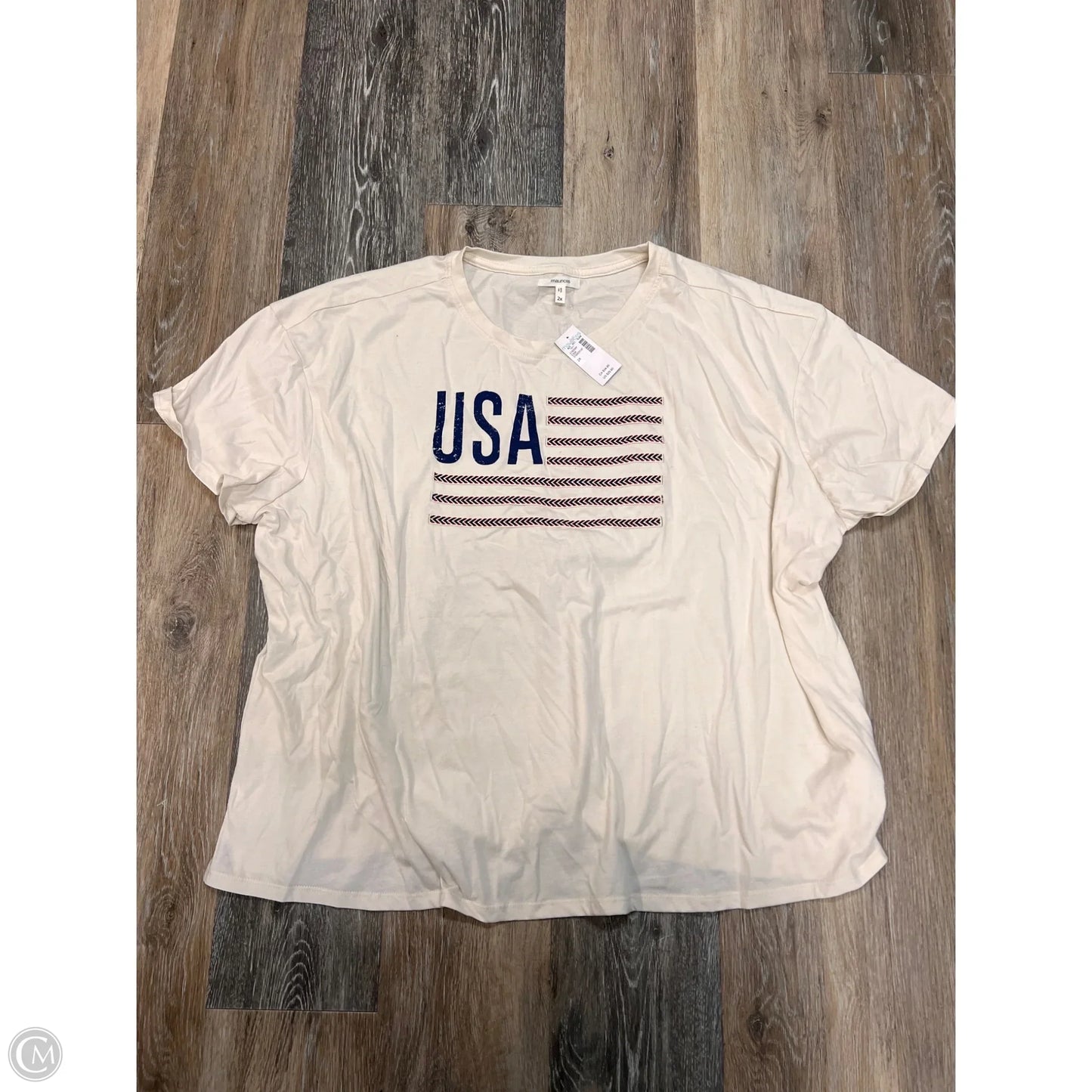 Top Short Sleeve By Maurices In Cream, Size: 2x
