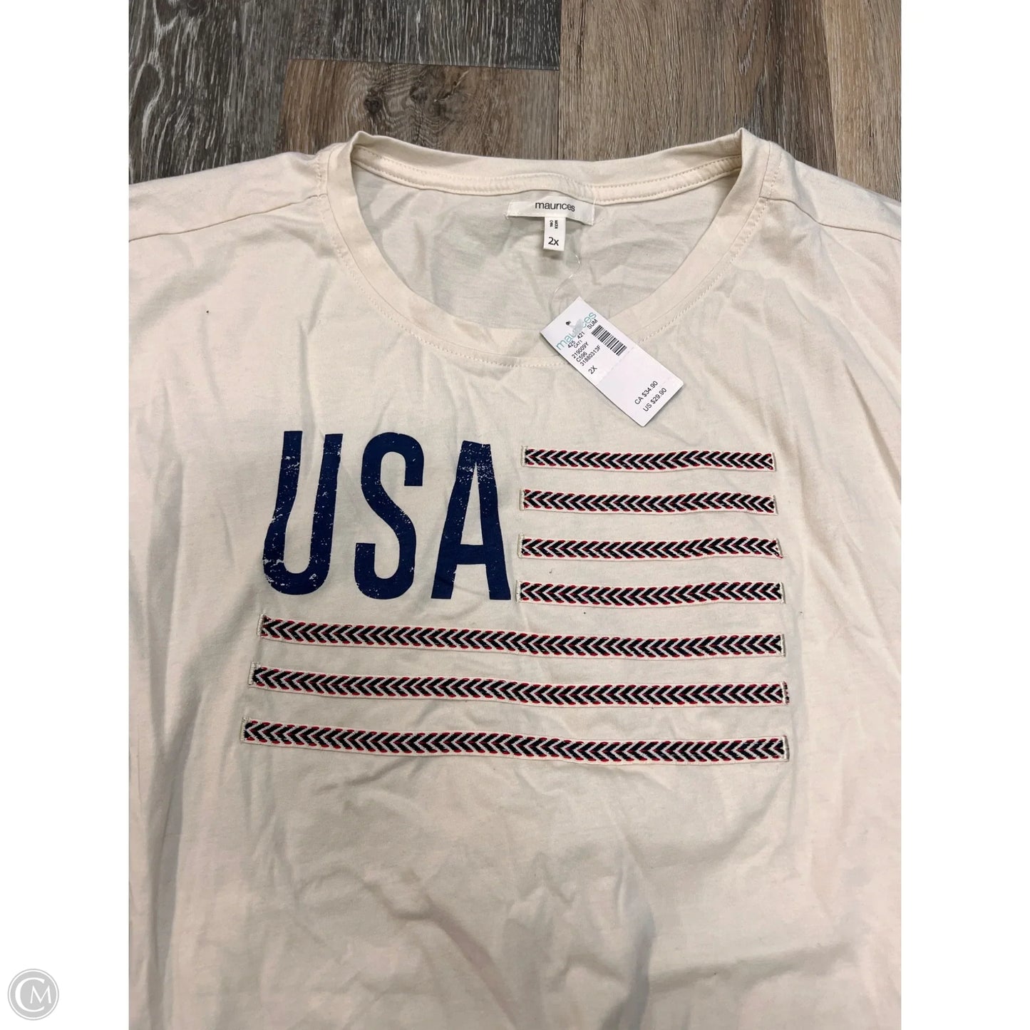 Top Short Sleeve By Maurices In Cream, Size: 2x