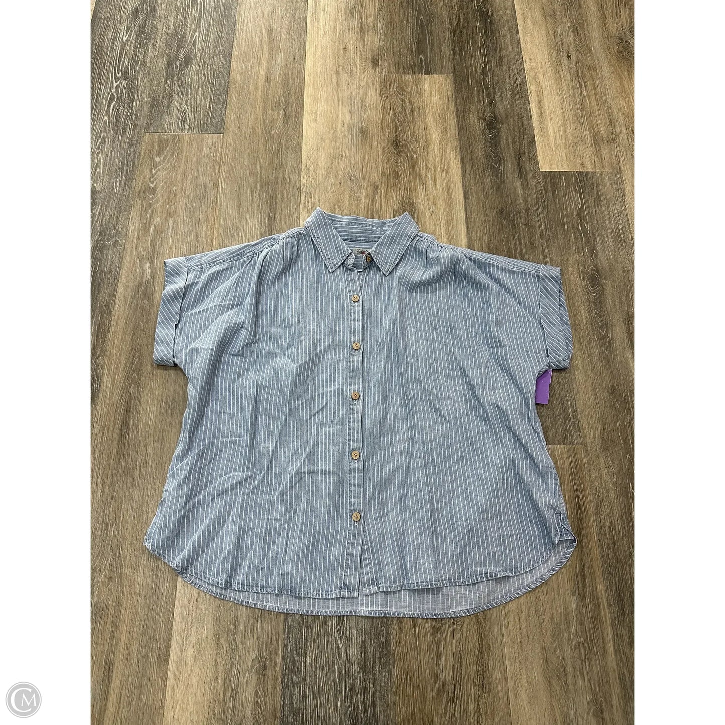 Blouse Short Sleeve By Faherty In Blue Denim, Size: M