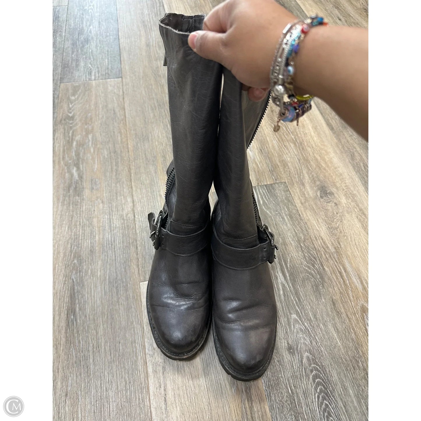 Boots Designer By Frye In Grey, Size: 9