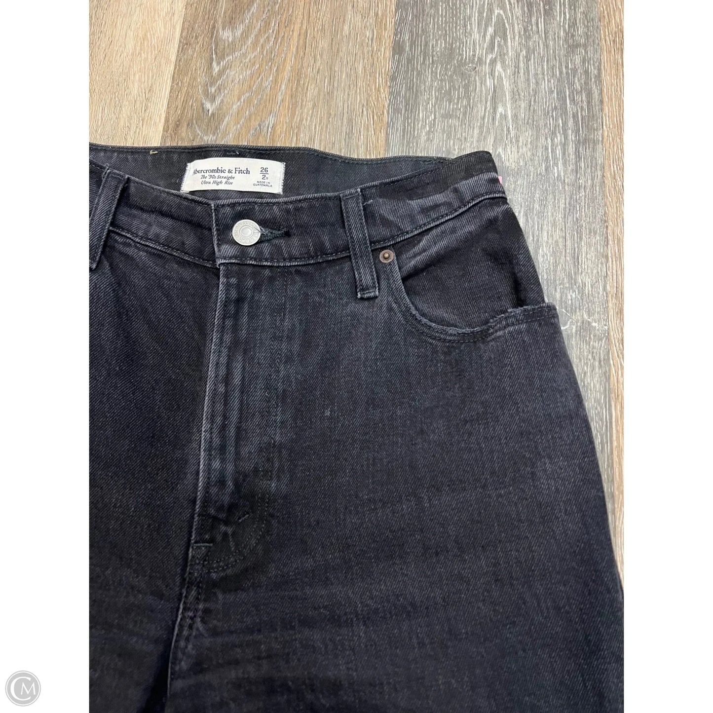 Jeans Straight By Abercrombie And Fitch In Black Denim, Size: 2/26