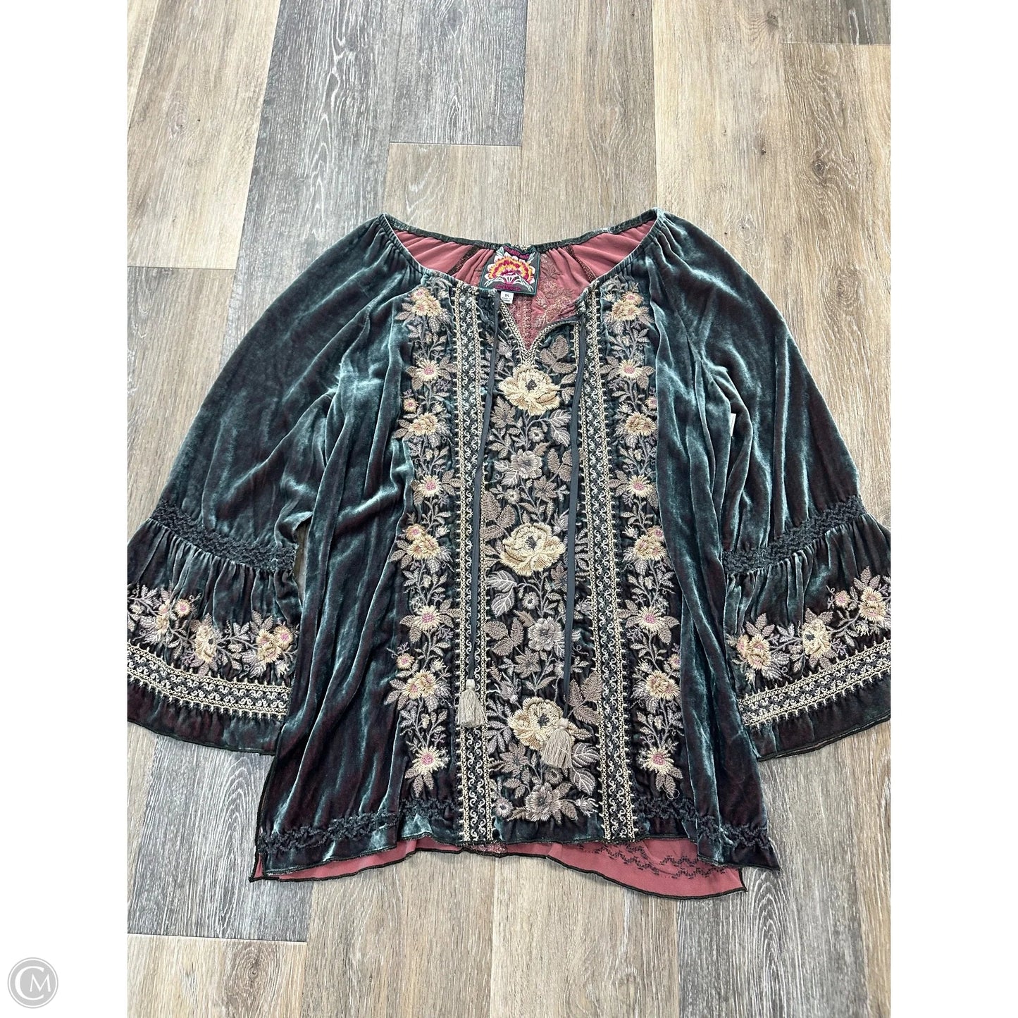 Blouse Long Sleeve By Johnny Was In Green, Size: Xs