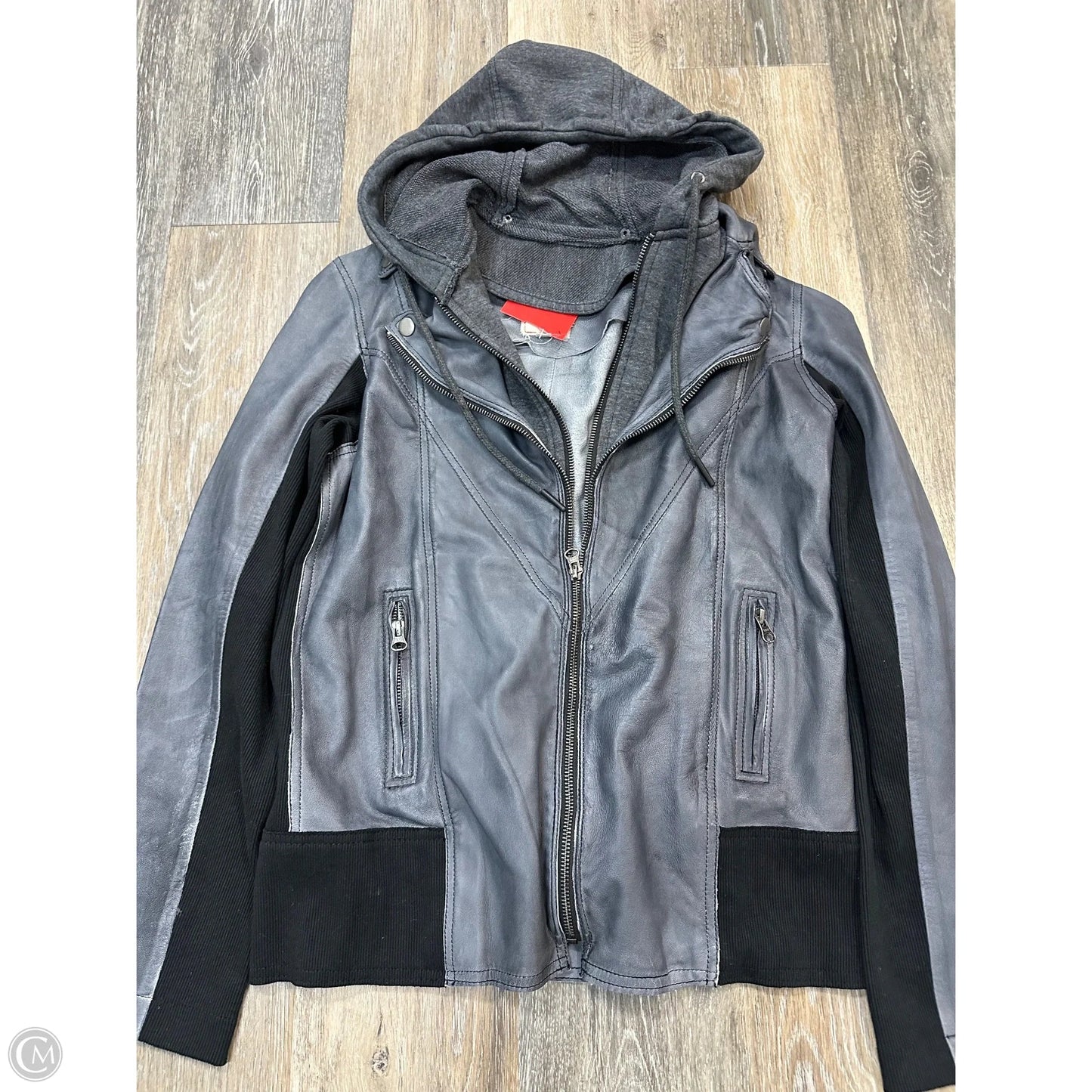 -Jacket Moto Leather By JKT NYC In Grey, Size: S