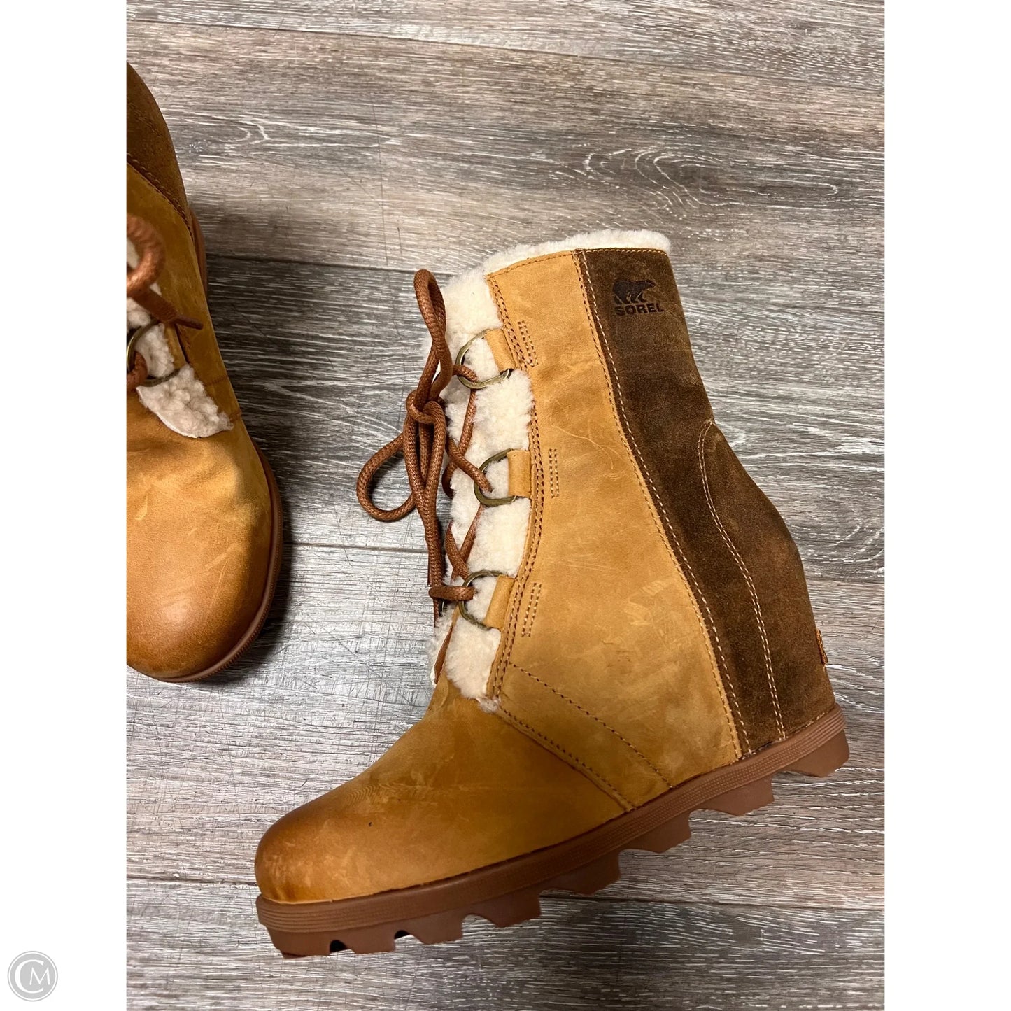 Boots Ankle Heels By Sorel In Tan, Size: 9