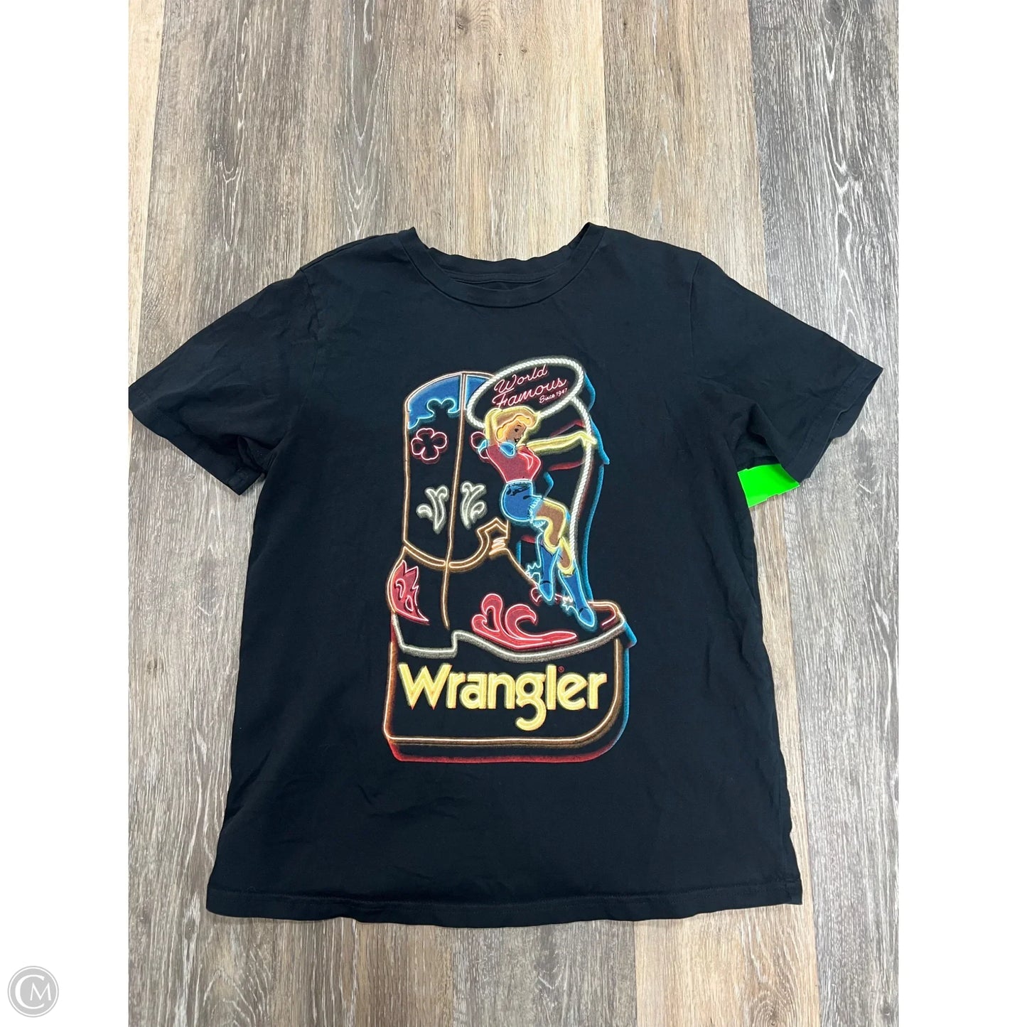 Top Short Sleeve By Wrangler In Black, Size: S