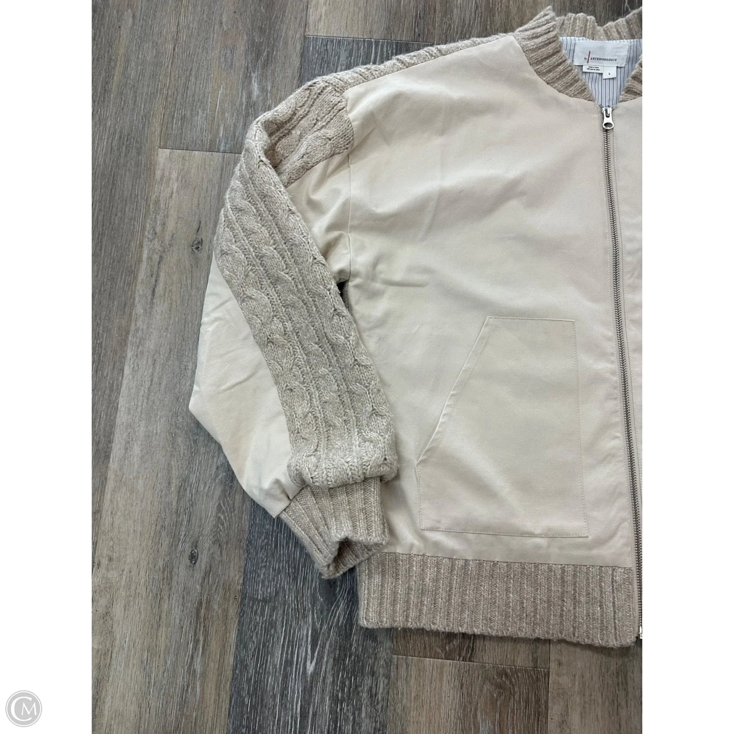 Jacket Moto By Anthropologie In Tan, Size: L