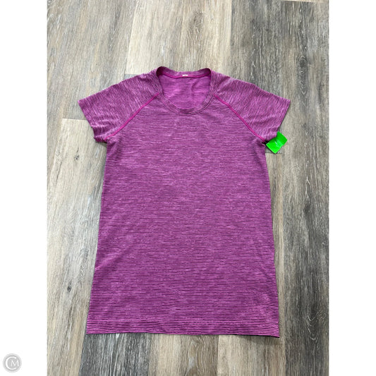 Athletic Top Short Sleeve By Lululemon In Pink, Size: 10