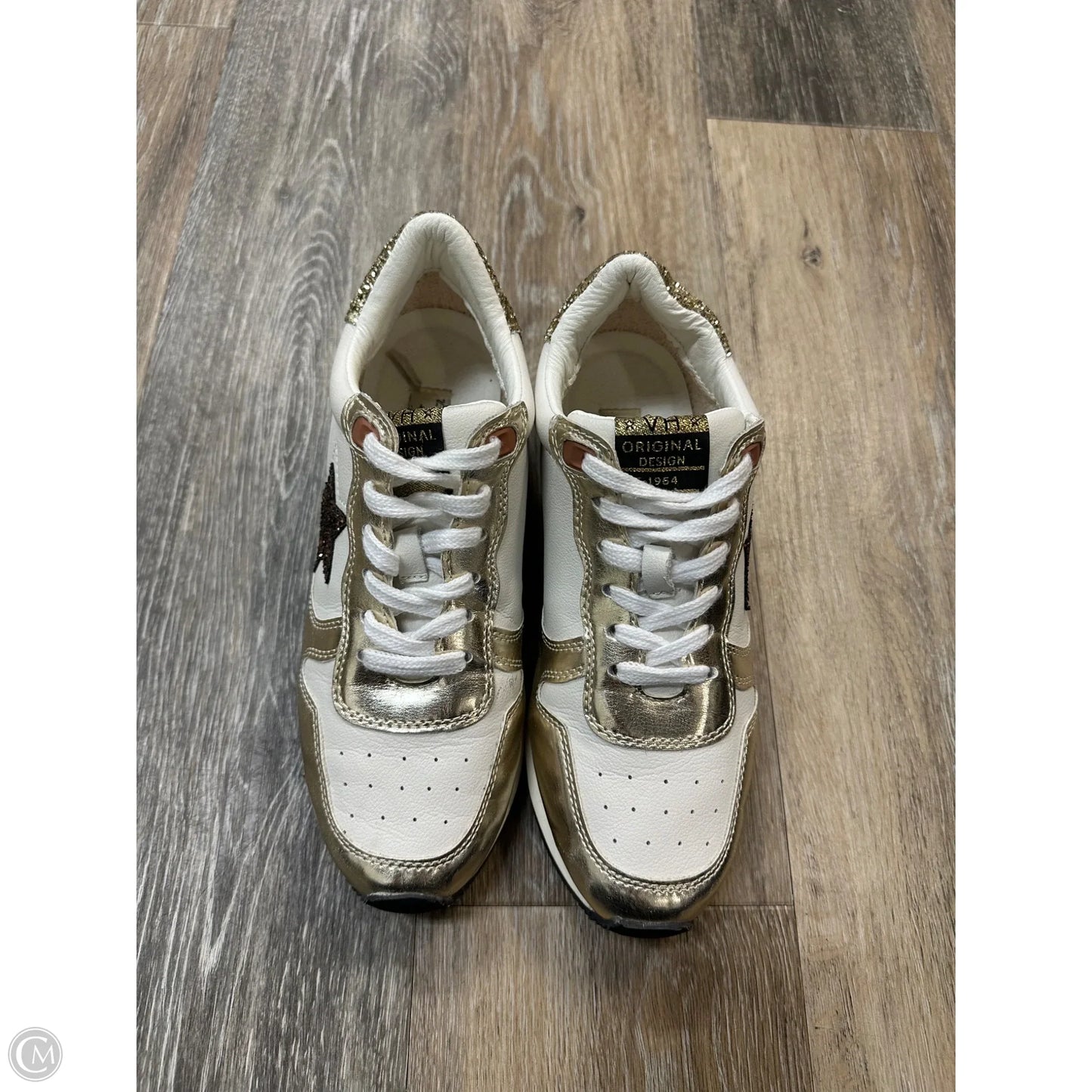 Shoes Sneakers By Vintage Havana In Gold & White, Size: 8.5