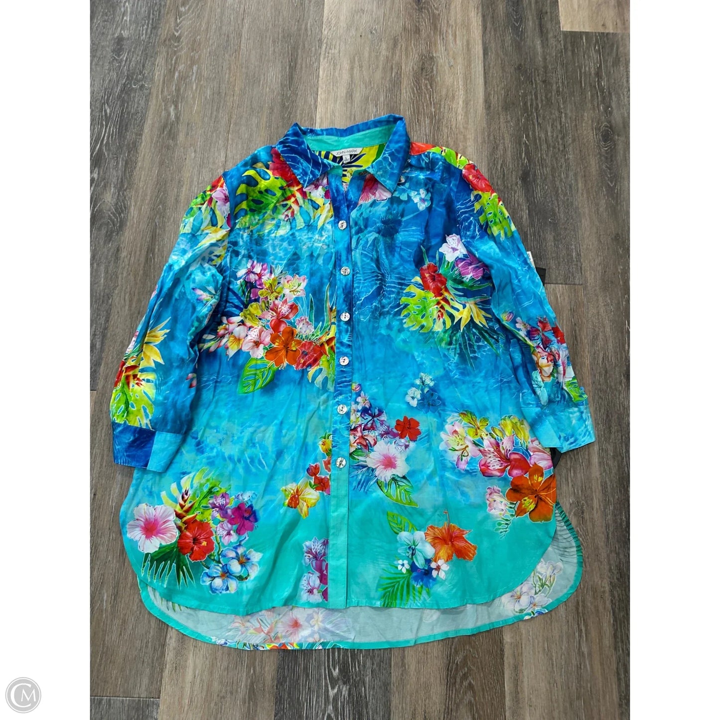 Blouse Long Sleeve By John Mark In Floral Print, Size: L