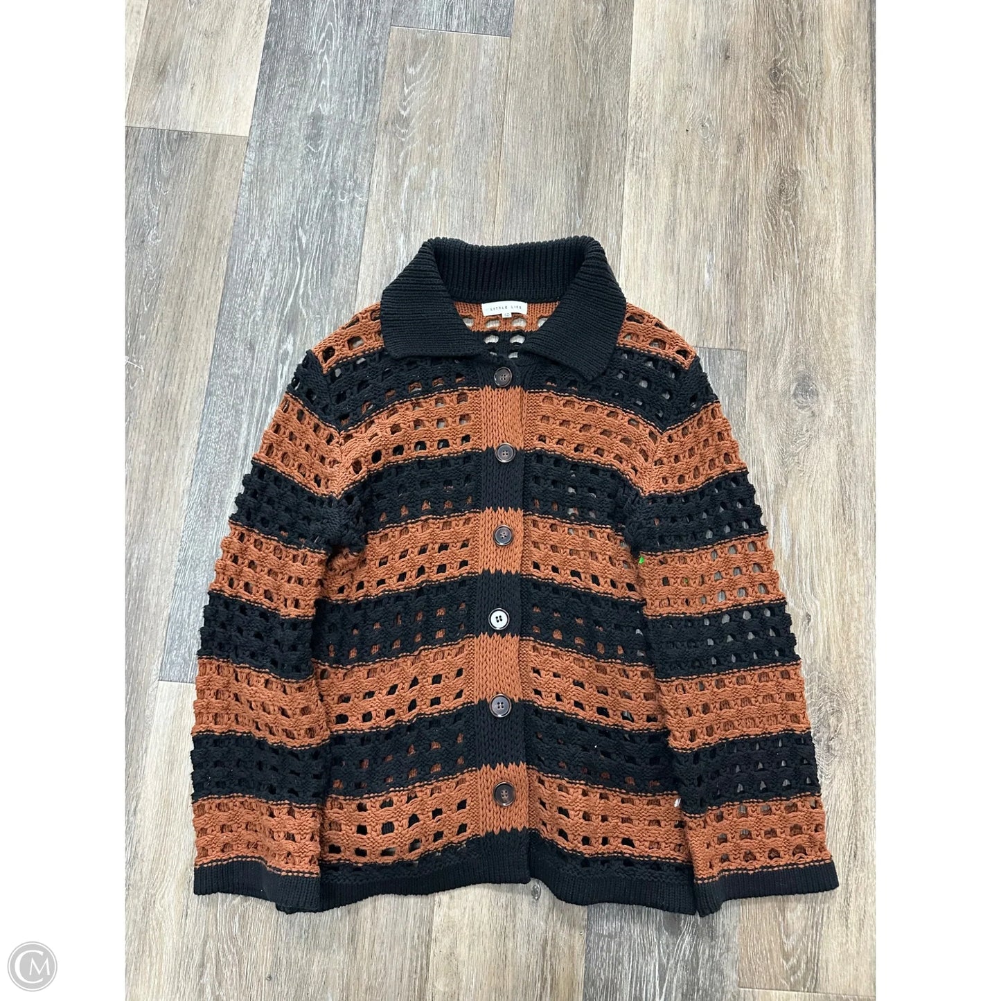 Sweater Cardigan By Little Lies In Black & Brown, Size: S
