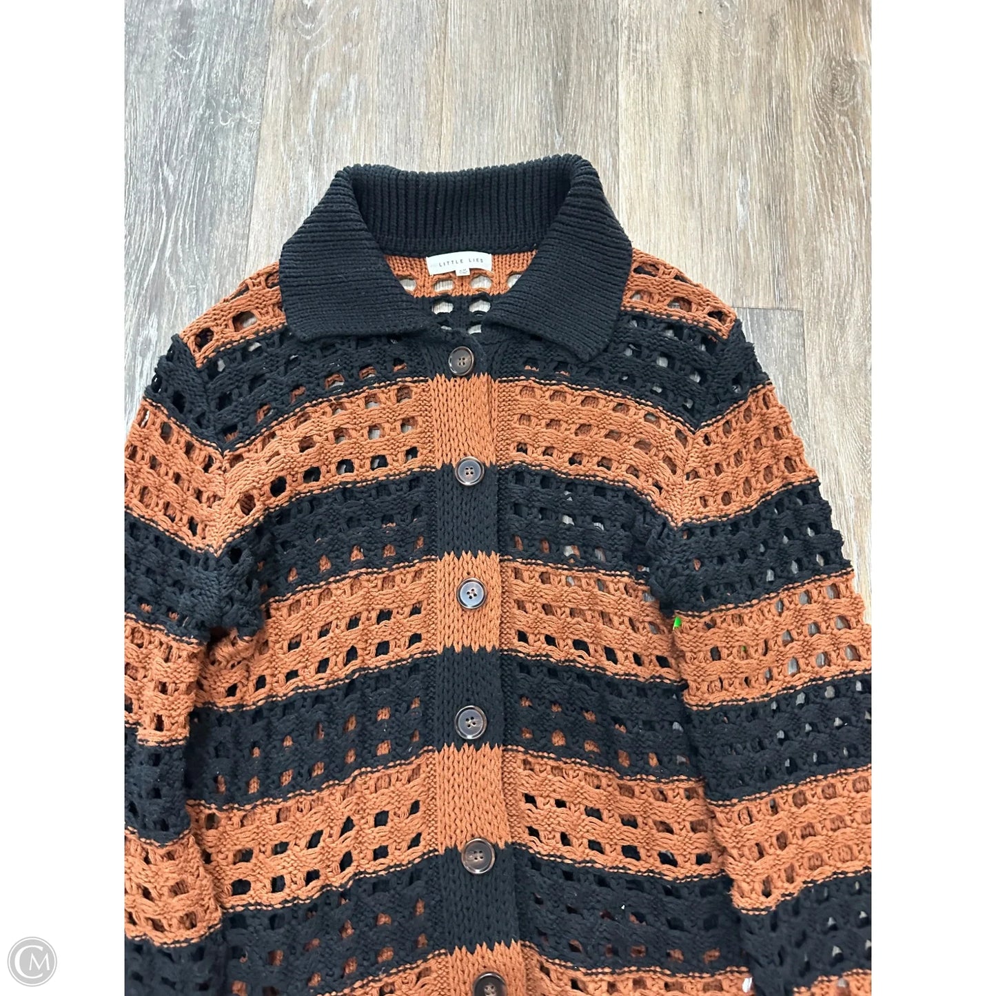 Sweater Cardigan By Little Lies In Black & Brown, Size: S