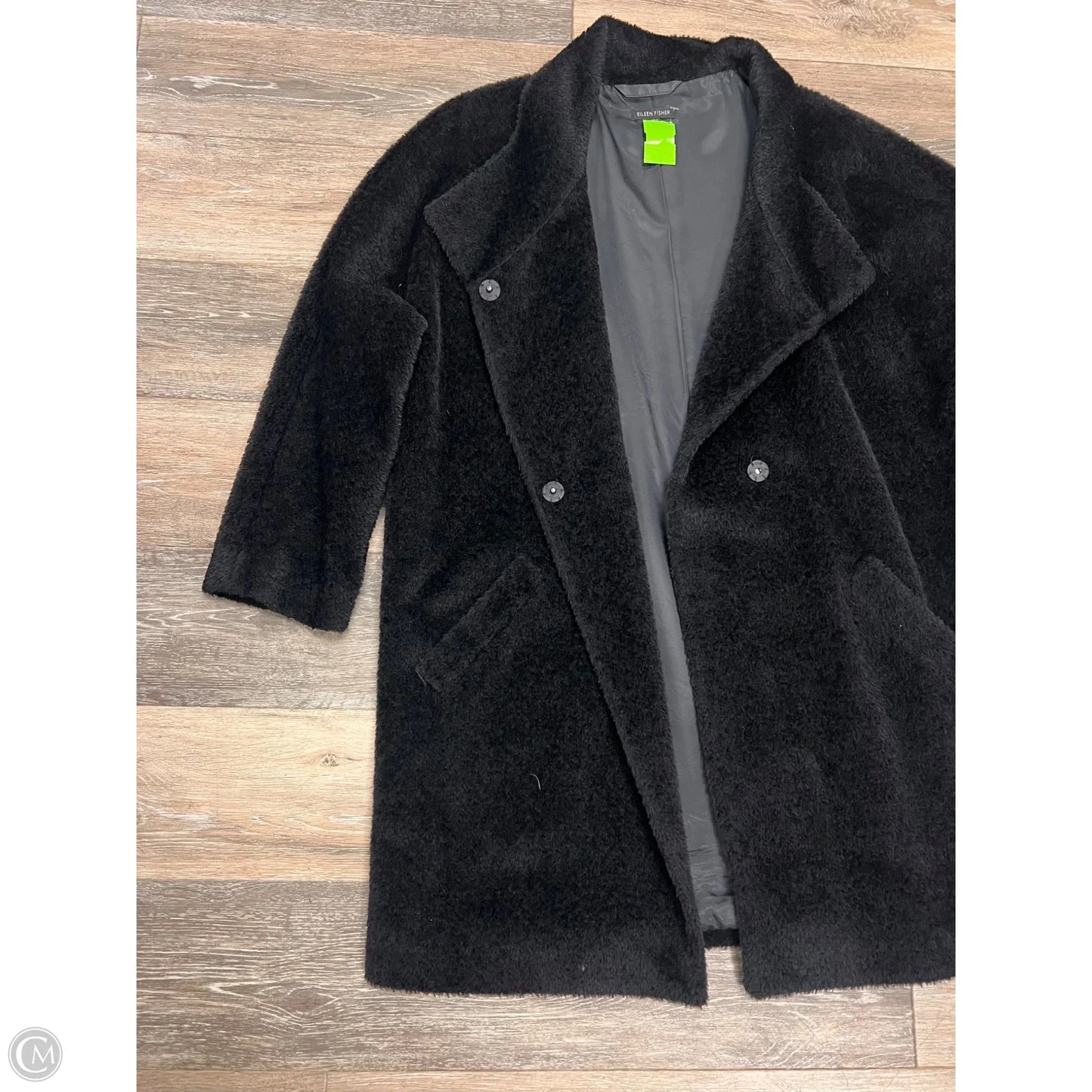 Coat Faux Fur & Sherpa By Eileen Fisher In Black, Size: M
