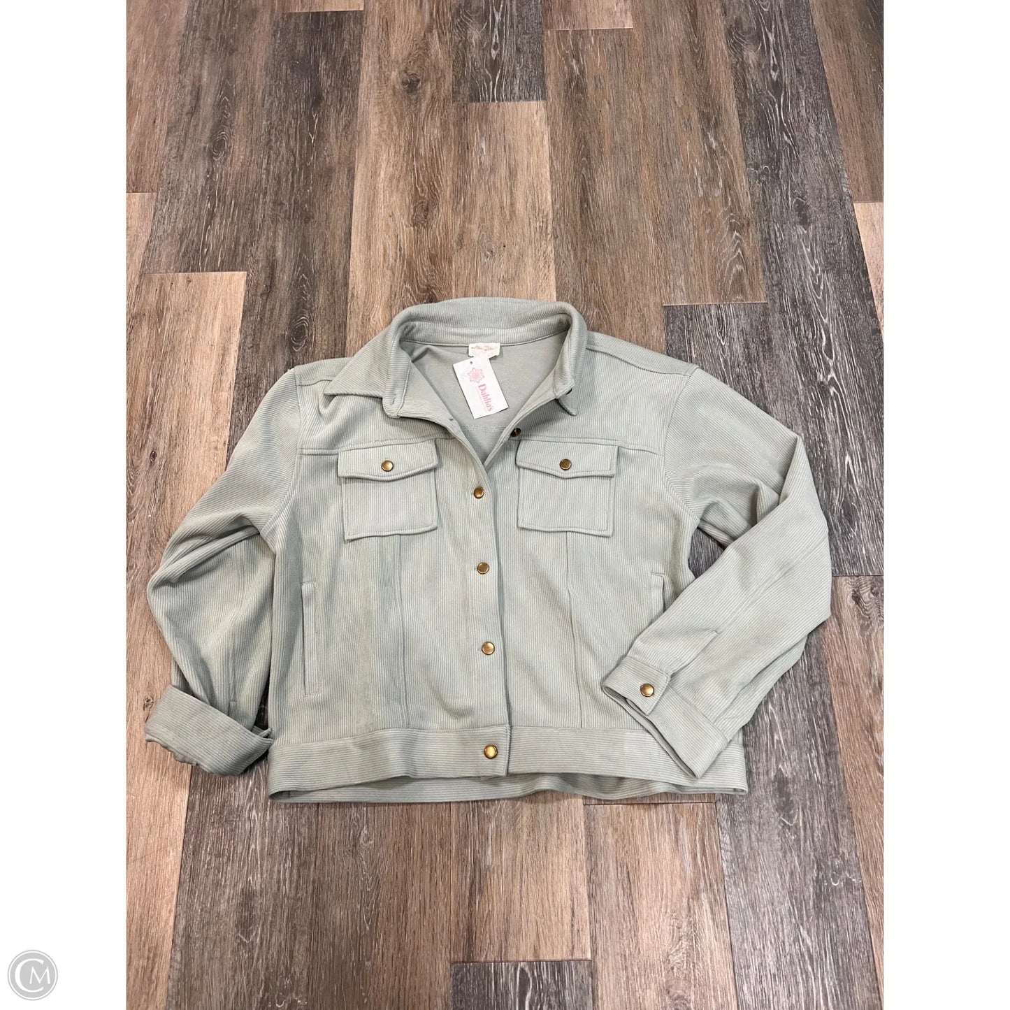 Jacket Shirt By Allie Rose In Green, Size: 1x