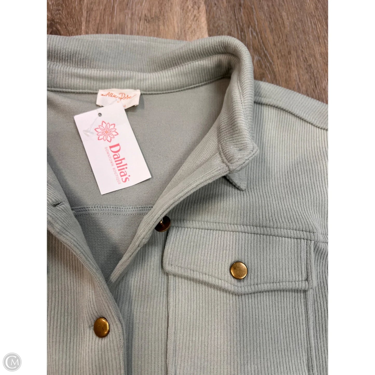Jacket Shirt By Allie Rose In Green, Size: 1x