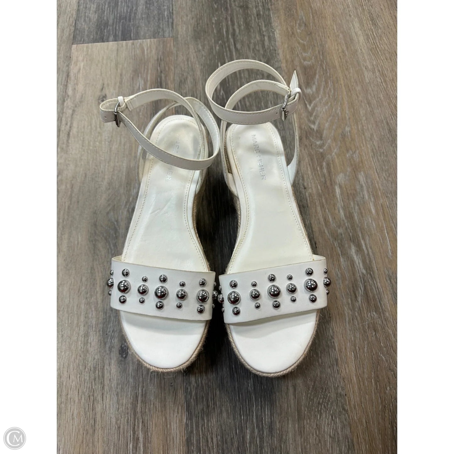 Sandals Heels Wedge By Marc Fisher In White, Size: 7.5