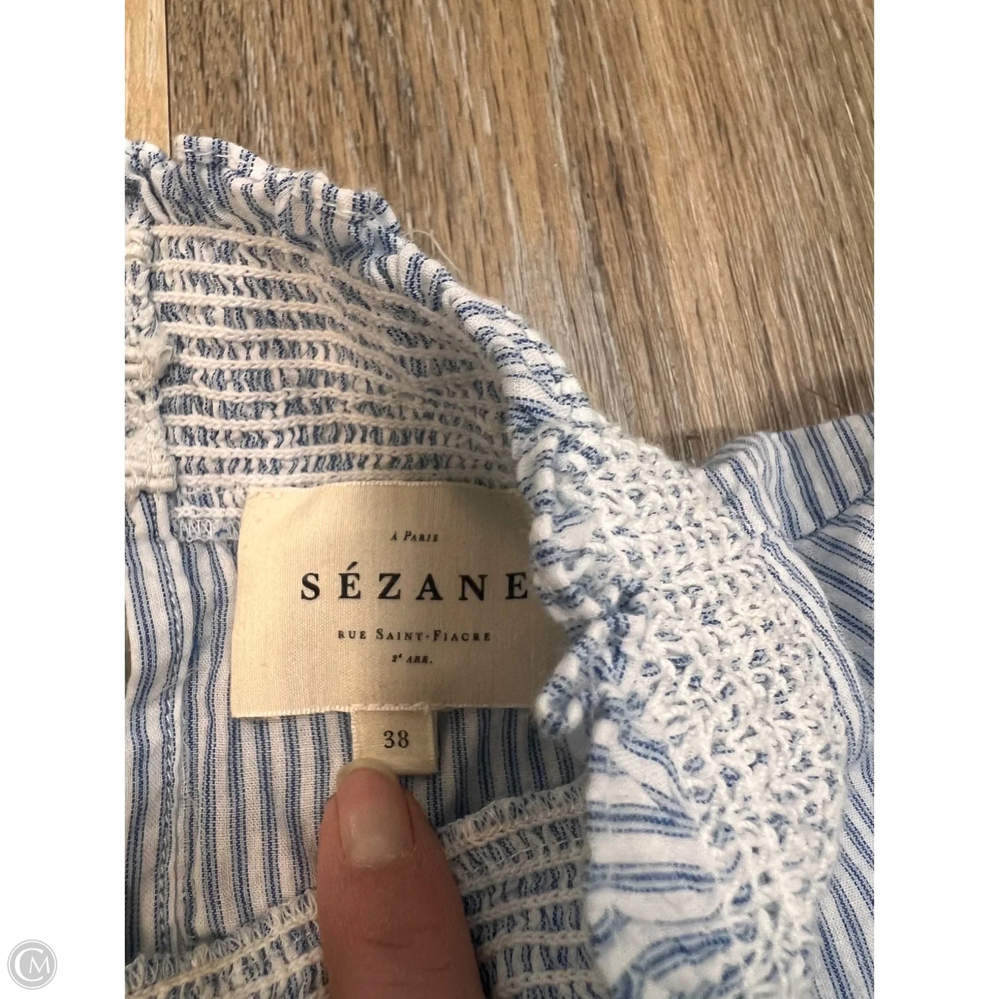 Blouse Designer By Sezane In Blue, Size: M (38)