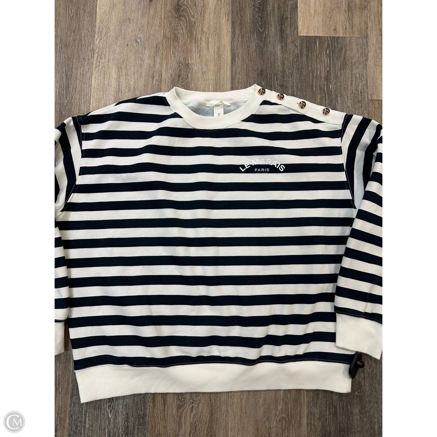 Sweatshirt Crewneck By H&m In Striped Pattern, Size: L